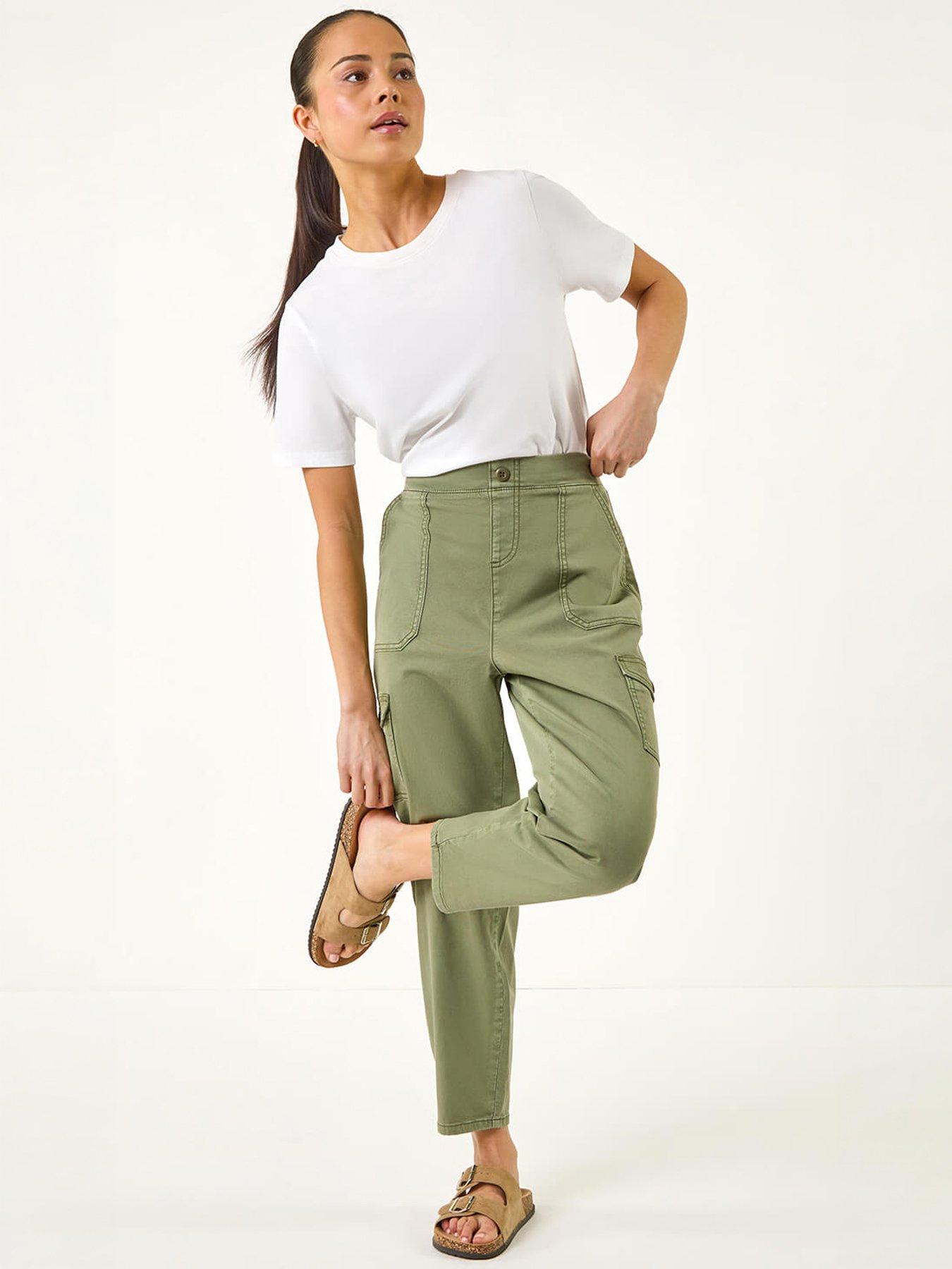  image of roman-petite-cotton-cargo-stretch-trousers