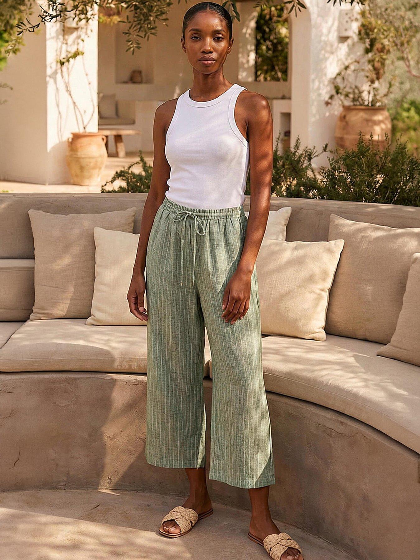 Roman Petite Metallic Stripe Cropped Trouser