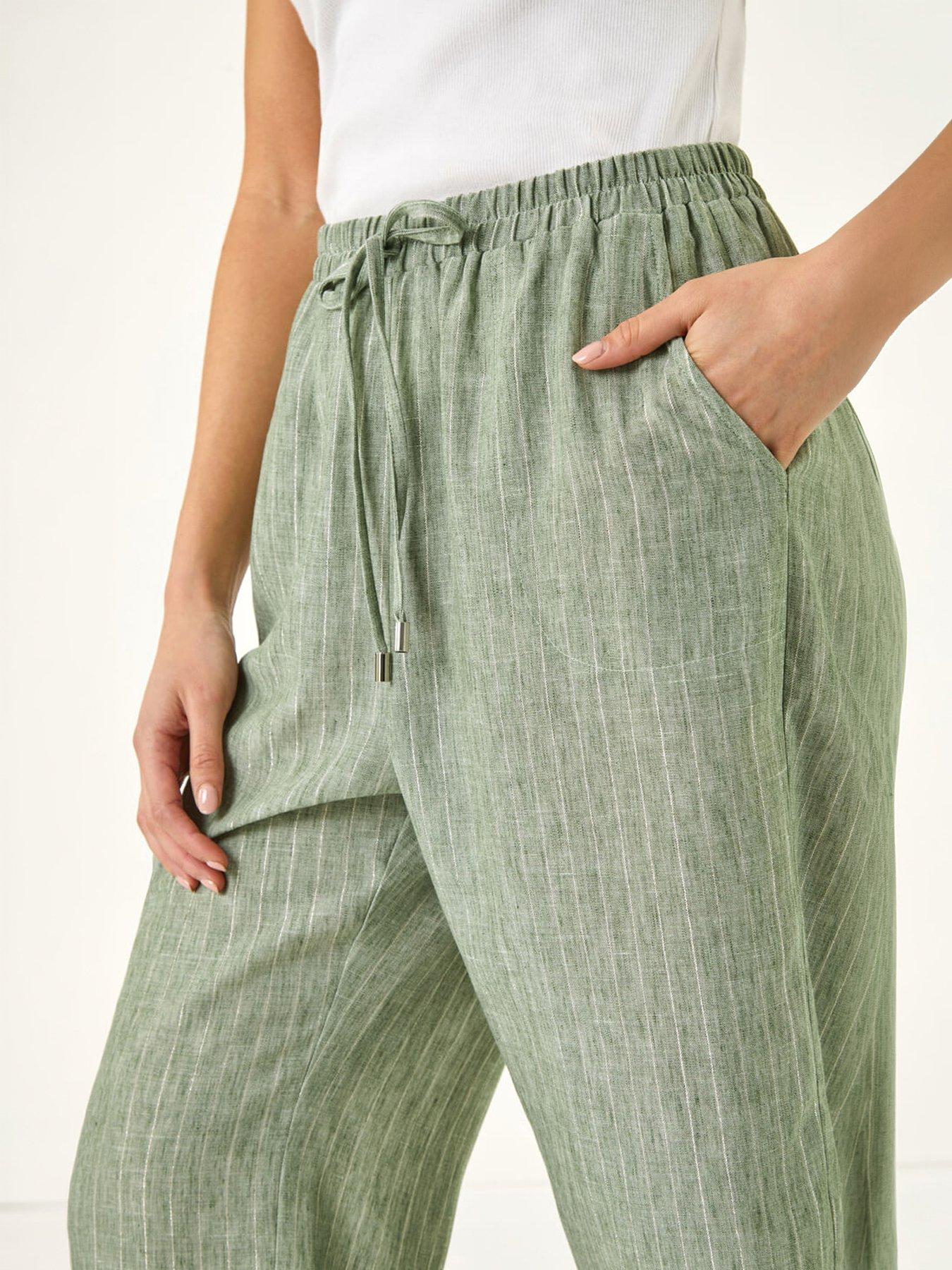 Image 2 of 5 of Roman Petite Metallic Stripe Cropped Trouser