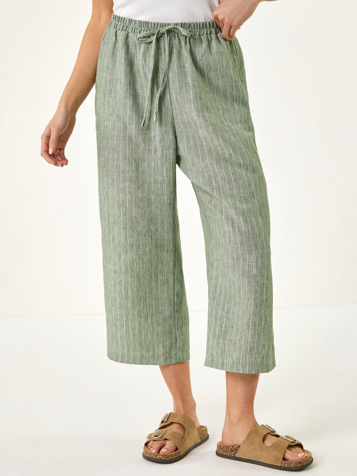Image 3 of 5 of Roman Petite Metallic Stripe Cropped Trouser