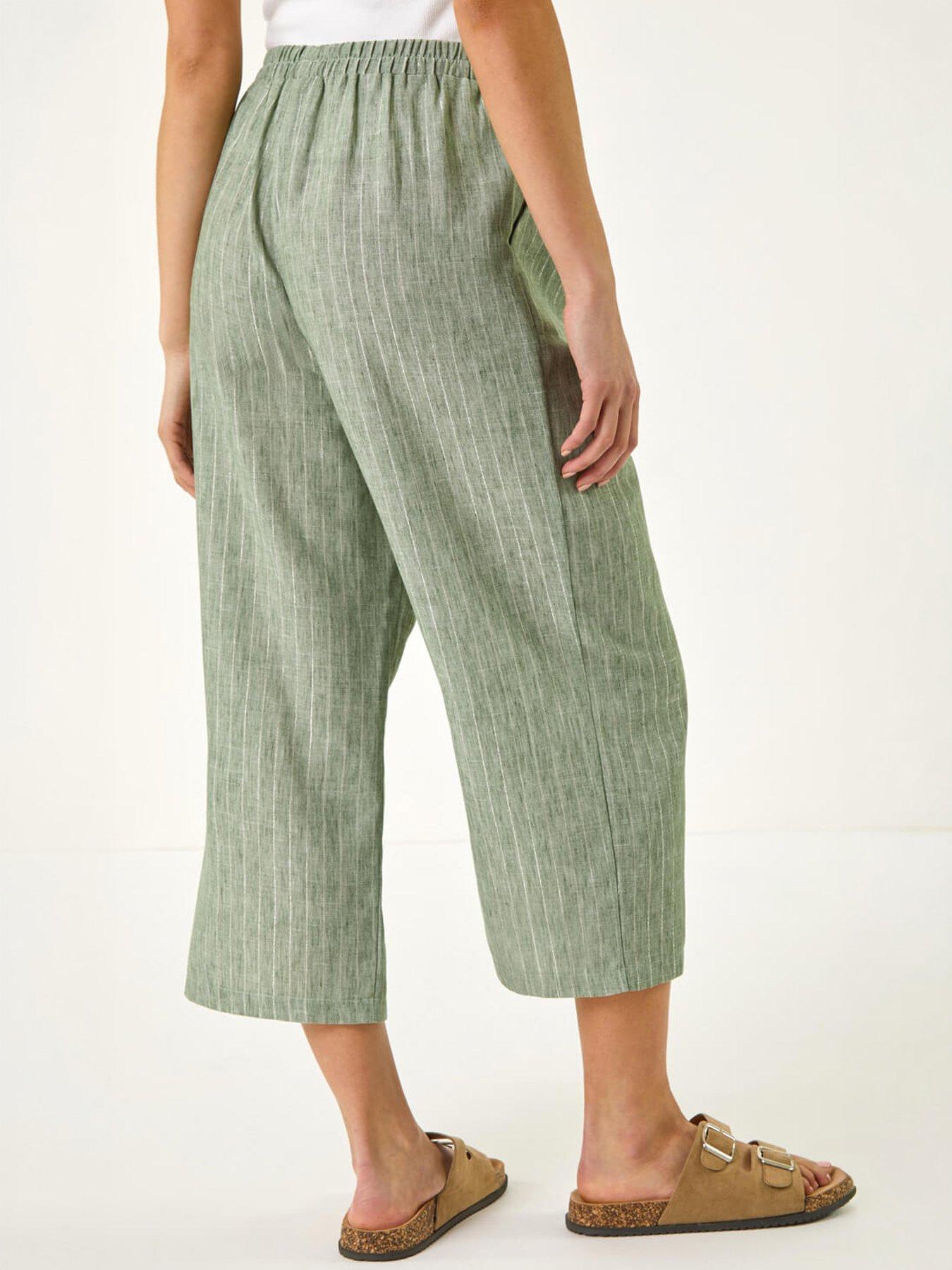 Image 4 of 5 of Roman Petite Metallic Stripe Cropped Trouser