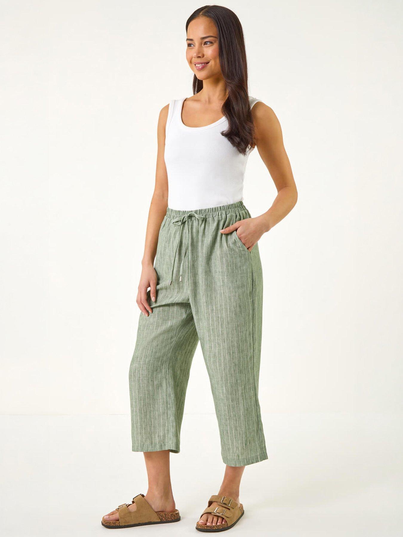 Image 5 of 5 of Roman Petite Metallic Stripe Cropped Trouser