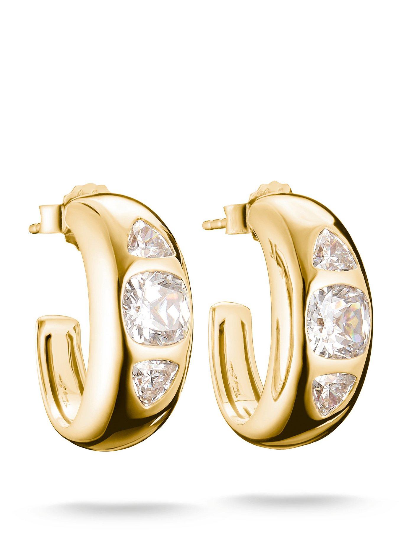Thomas Sabo Bold Elegance hoop earrings with zirconia stones, gold-plated