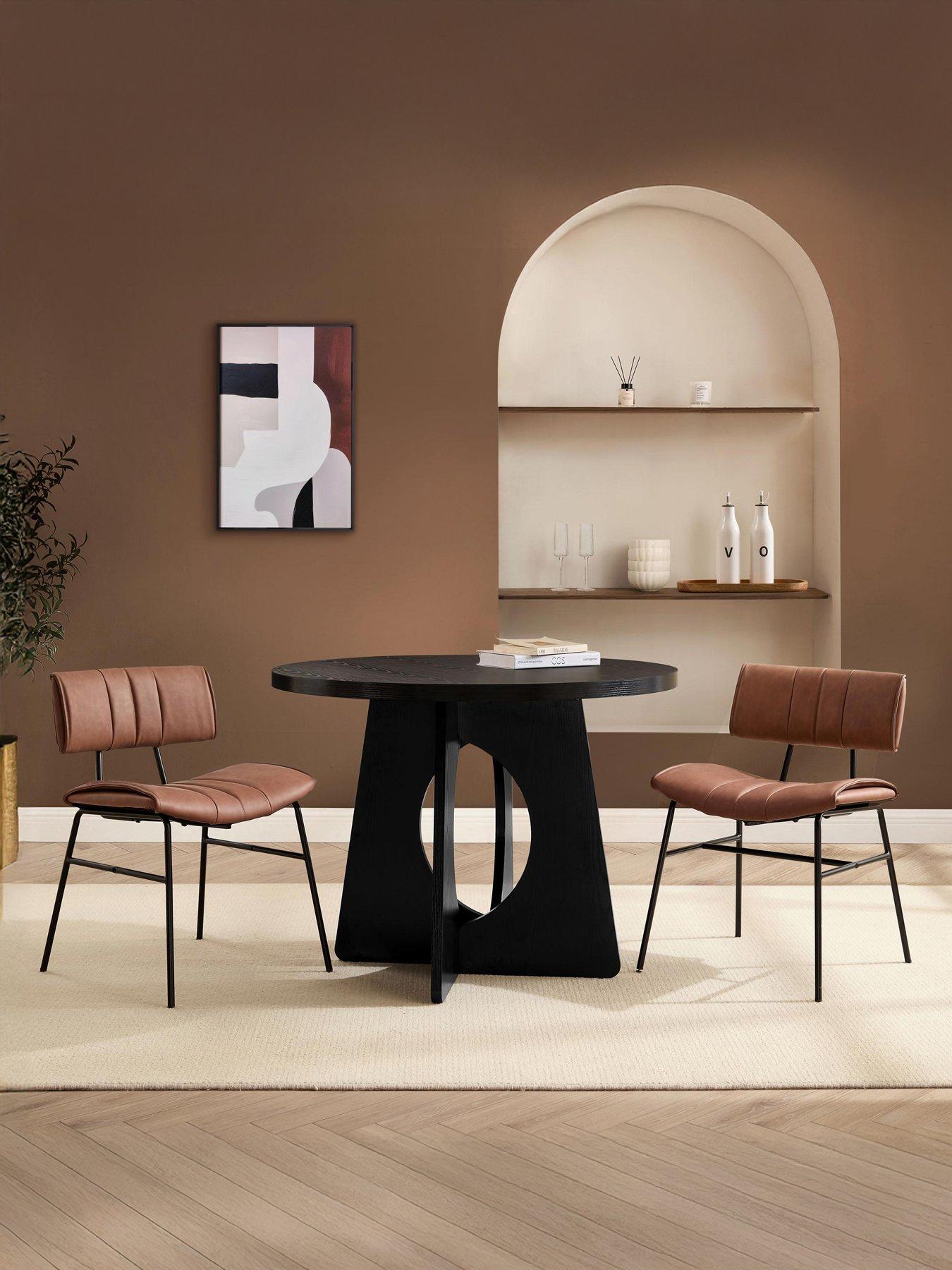 Dusk Lucy Black Round 4 Seater Dining Table