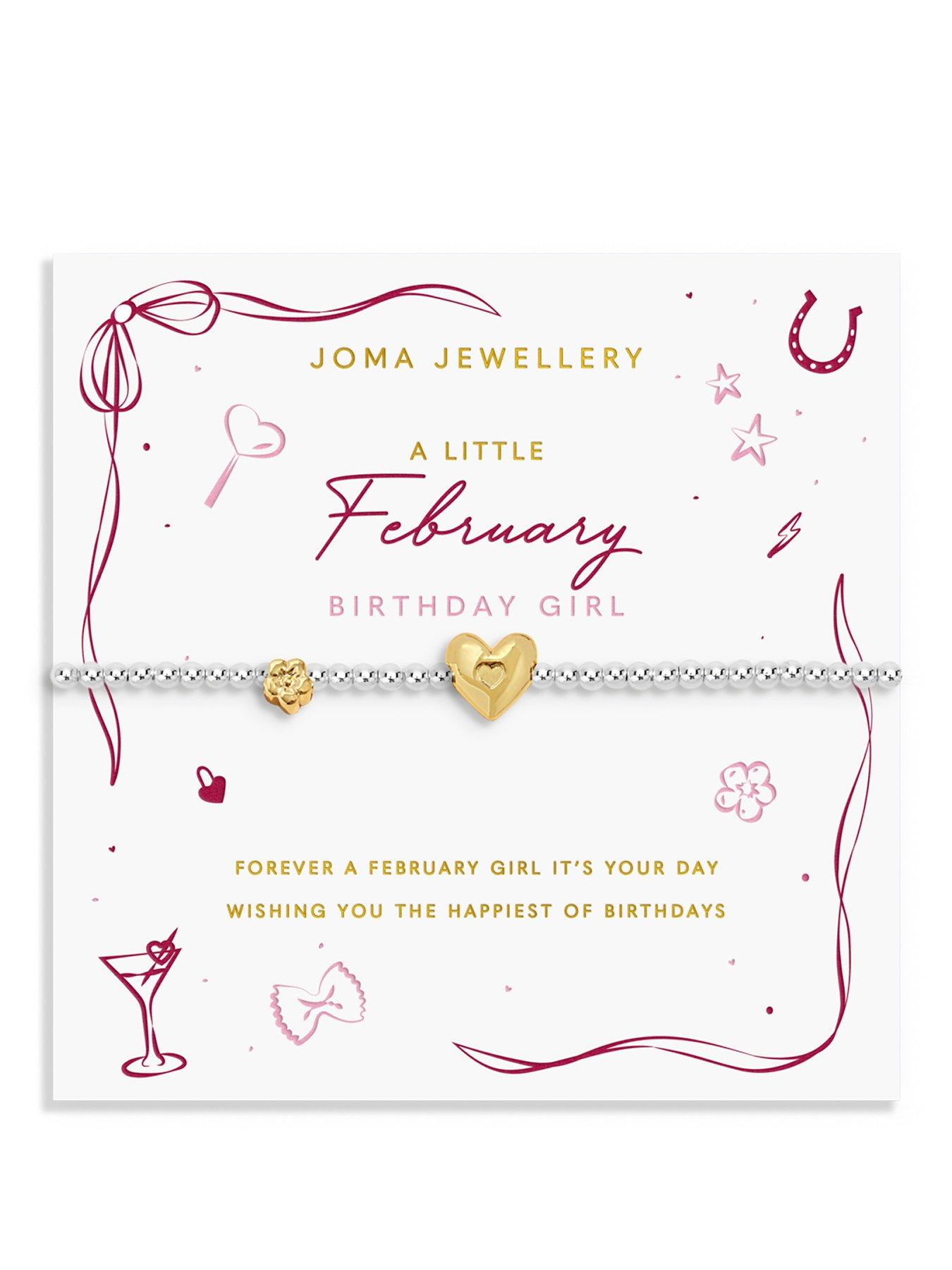 Joma Jewellery BIRTH MONTH A LITTLE , FEBRUARY , Silver & Gold Plated , Bracelet , 17.5cm stretch