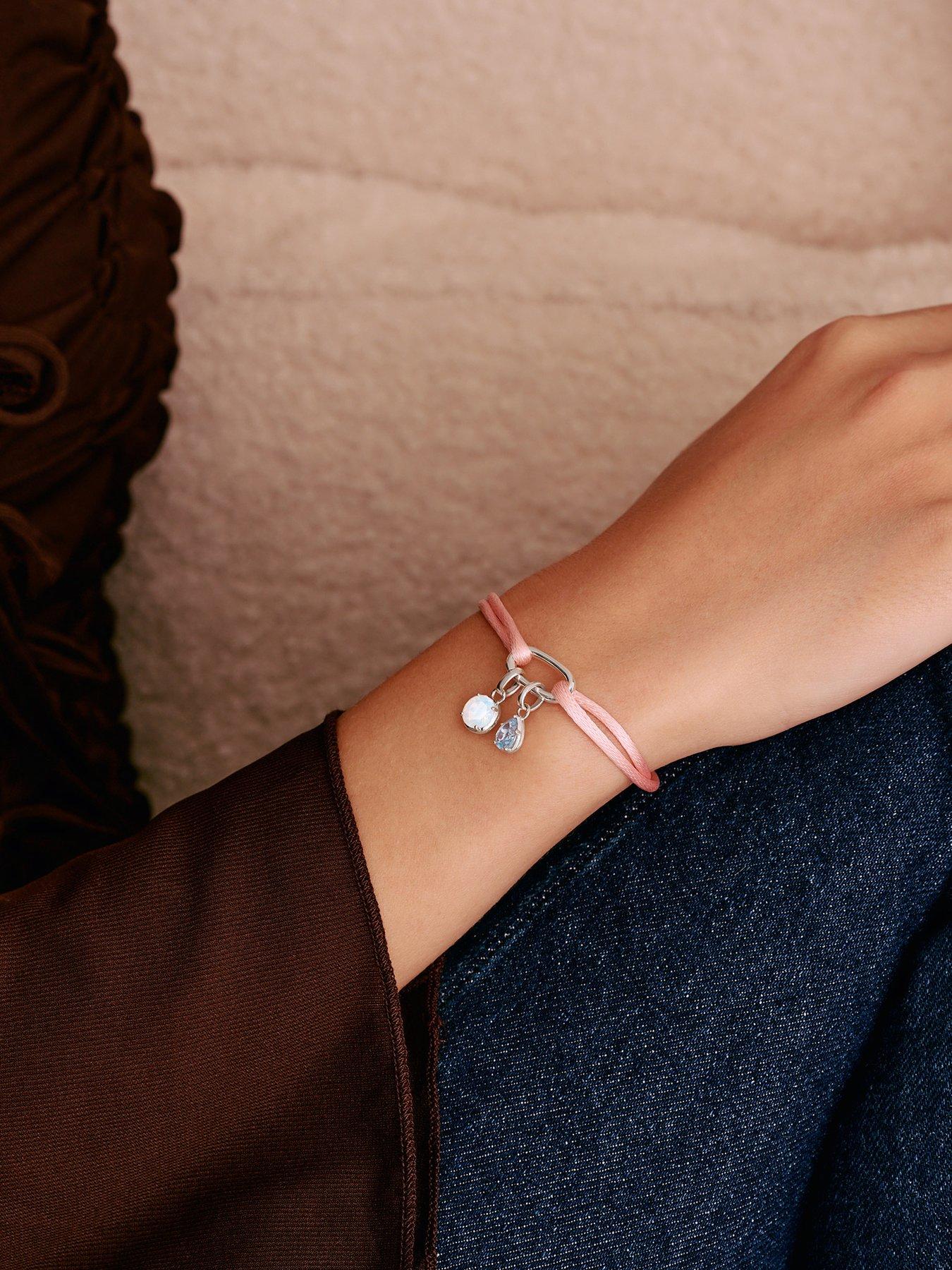  image of thomas-sabo-charm-connect-textile-bracelet-pink