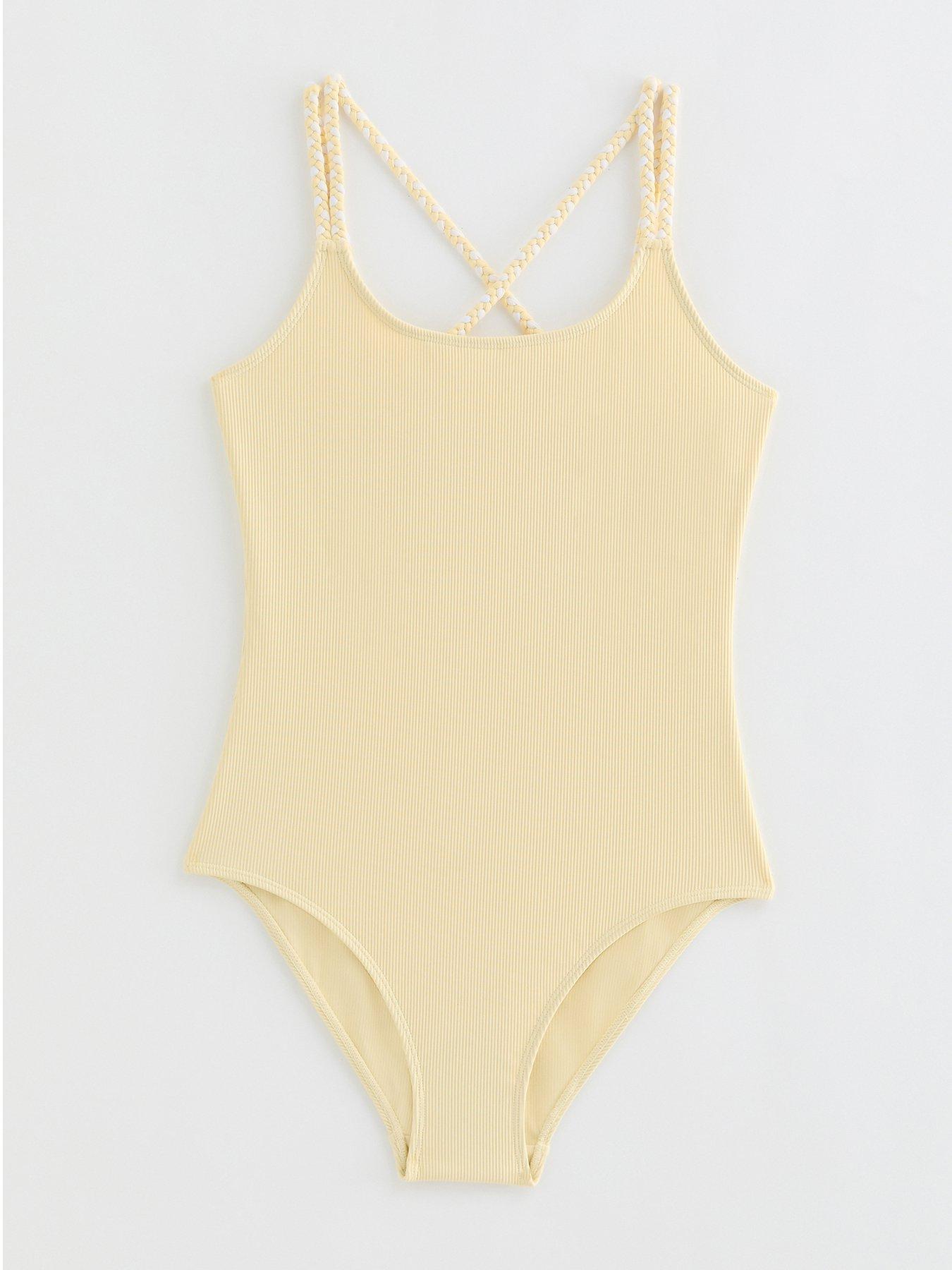 New Look 915 Girls Light Yellow Braided Strap Swimsuit