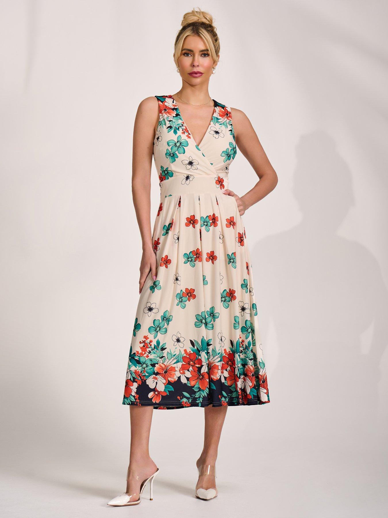 Image 6 of 7 of Jolie Moi Jersey Sleeveless Midi Dress - White