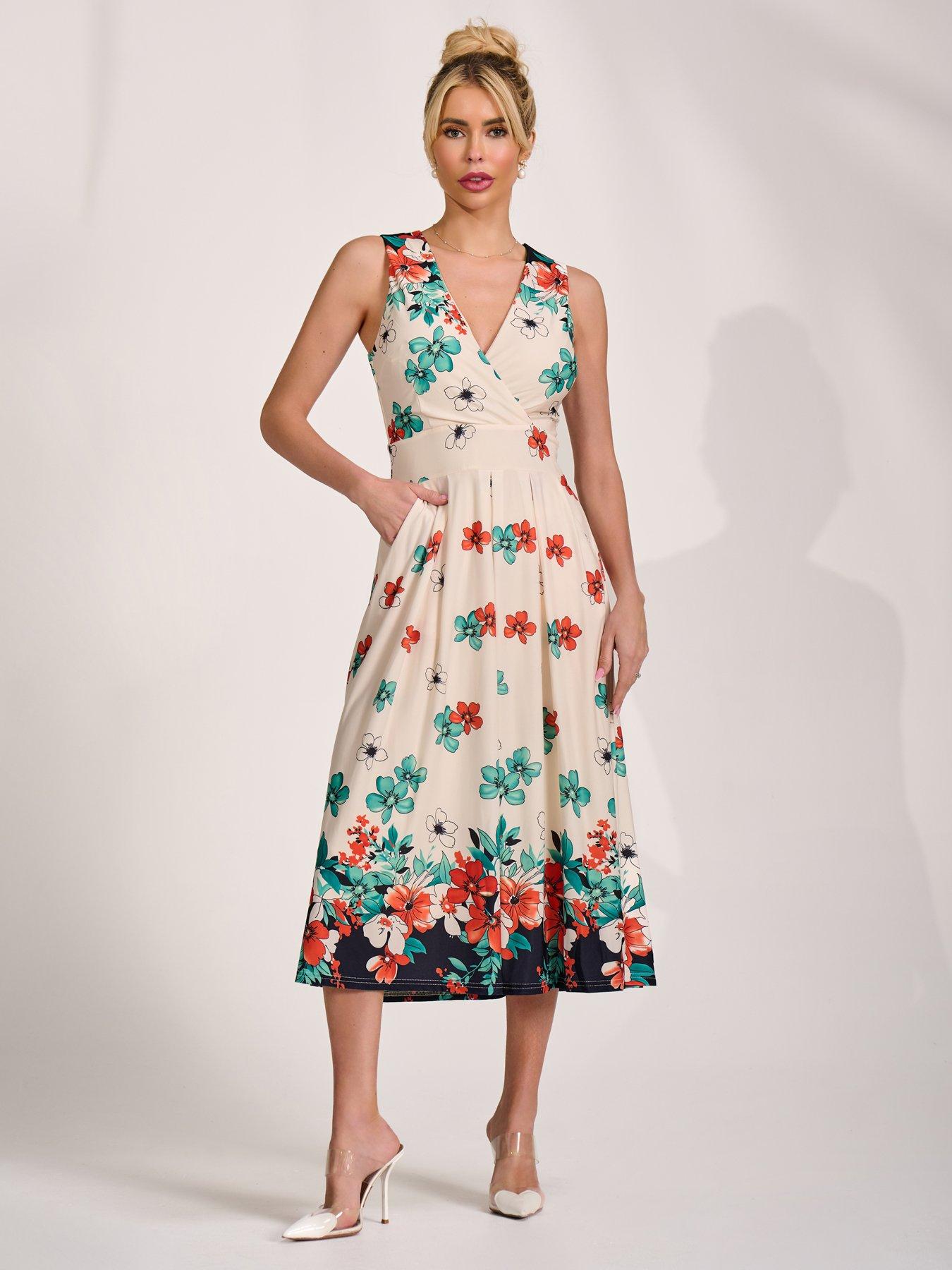 Image 7 of 7 of Jolie Moi Jersey Sleeveless Midi Dress - White