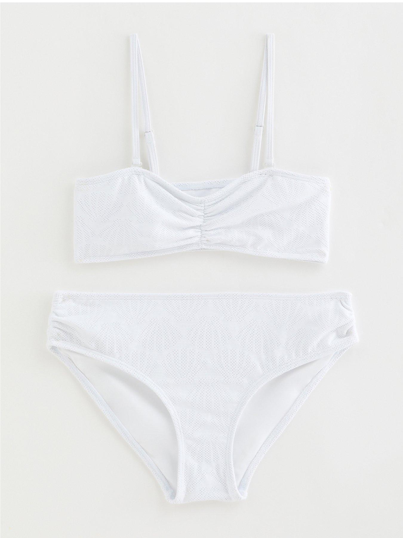 New Look 915 Girls White Shell Crochet Bandeau Bikini Set