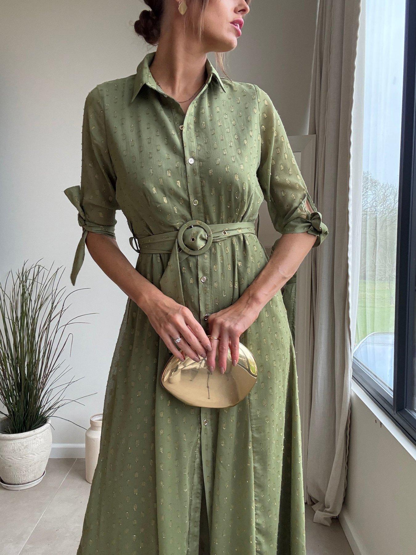Image 2 of 4 of Style Cheat Daphne Shirt Dress - Green