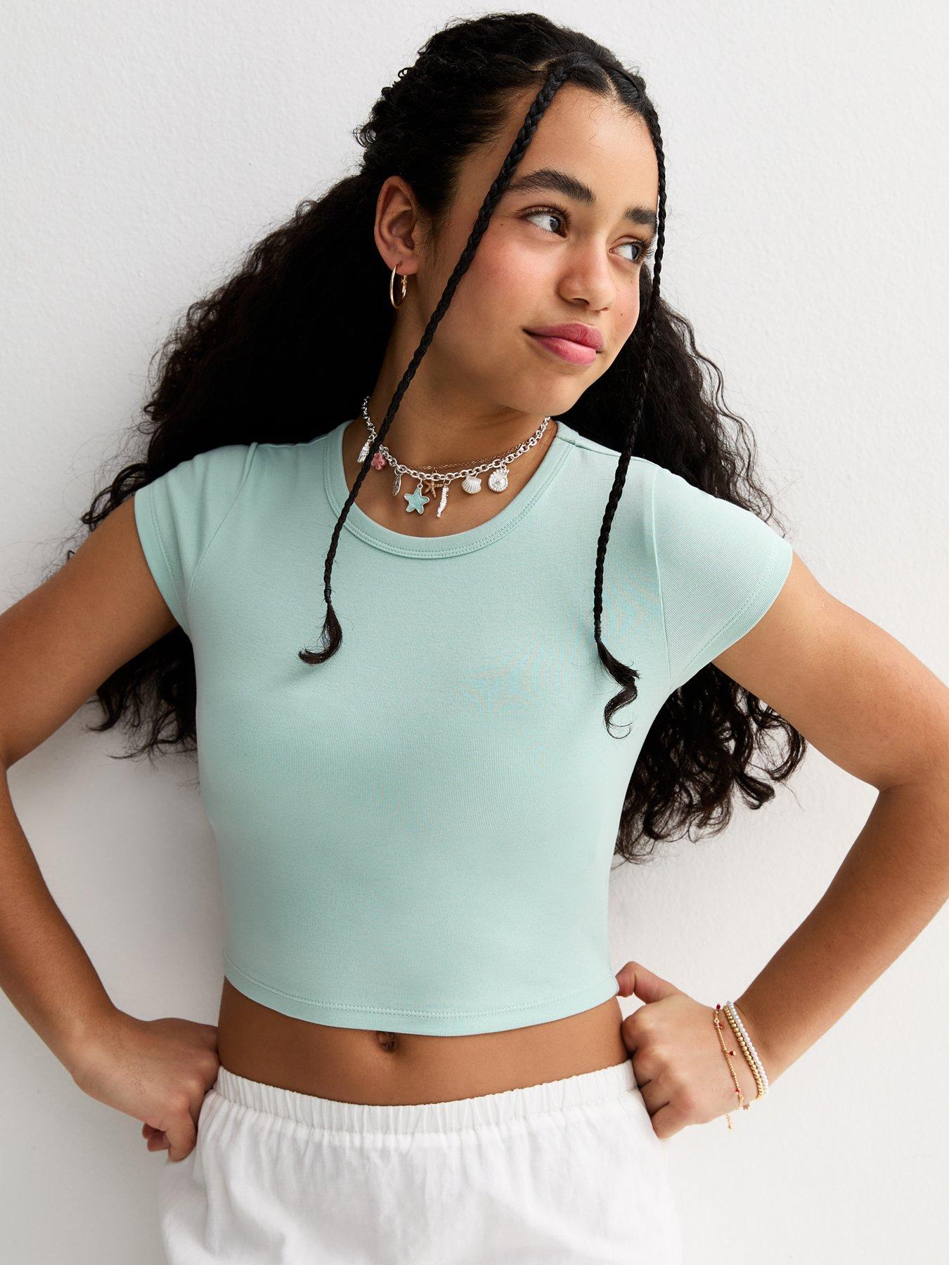 Image 1 of 5 of New Look 915 Girls Turquoise Short Sleeve Top - Light Blue