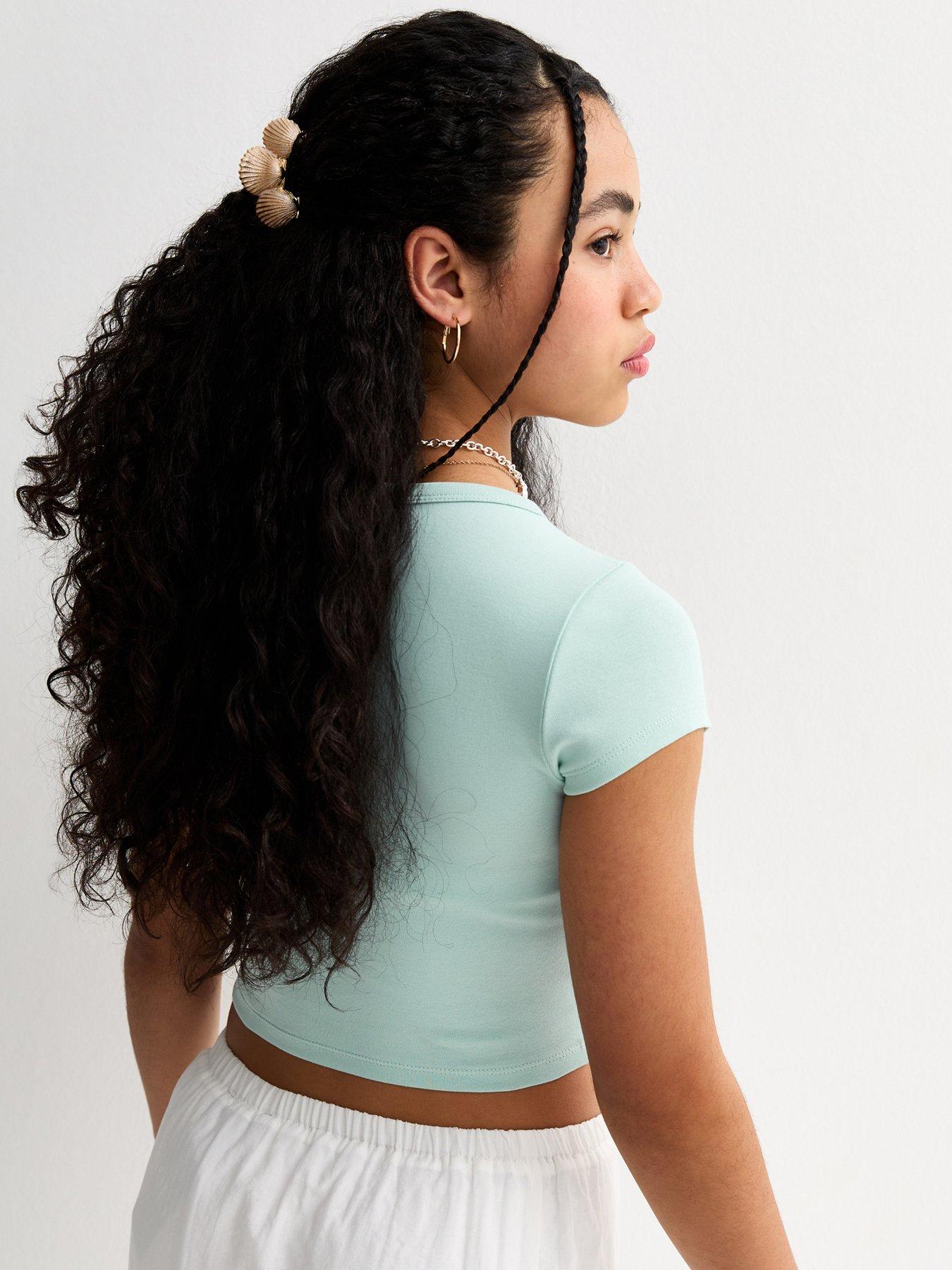 Image 2 of 5 of New Look 915 Girls Turquoise Short Sleeve Top - Light Blue