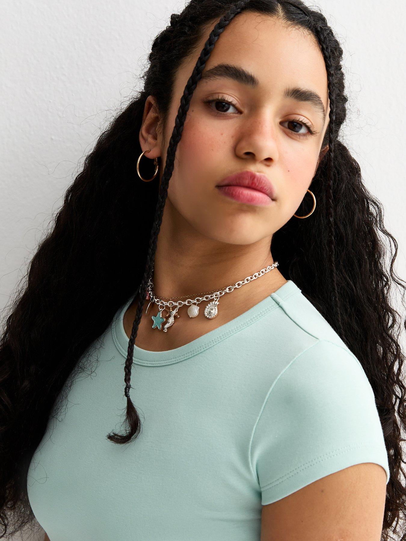 Image 4 of 5 of New Look 915 Girls Turquoise Short Sleeve Top - Light Blue