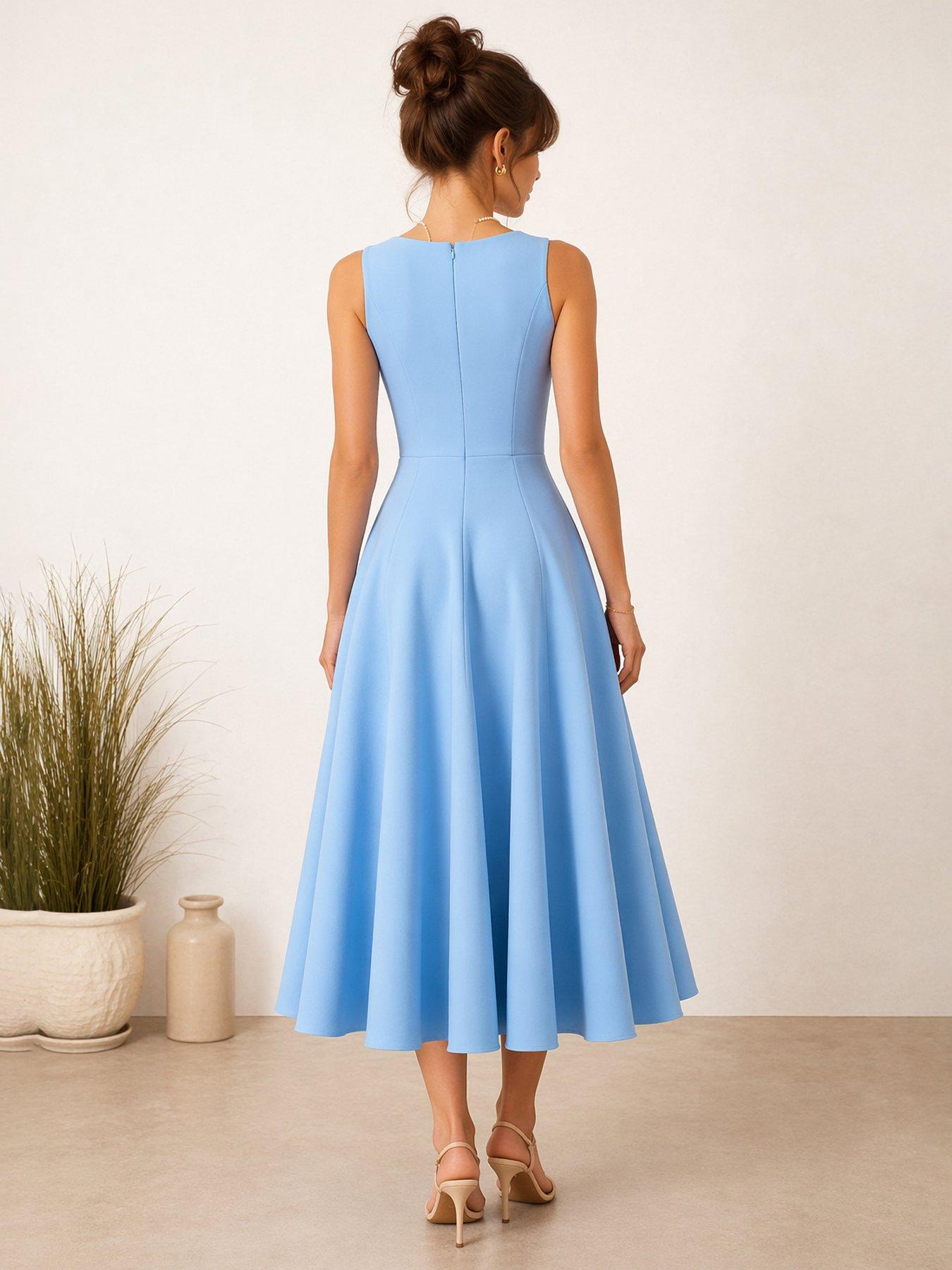 Image 2 of 4 of Style Cheat Fit and Flare Midi Dress - Blue