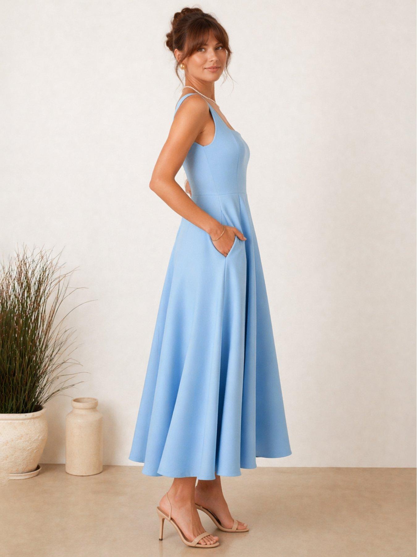 Image 3 of 4 of Style Cheat Fit and Flare Midi Dress - Blue