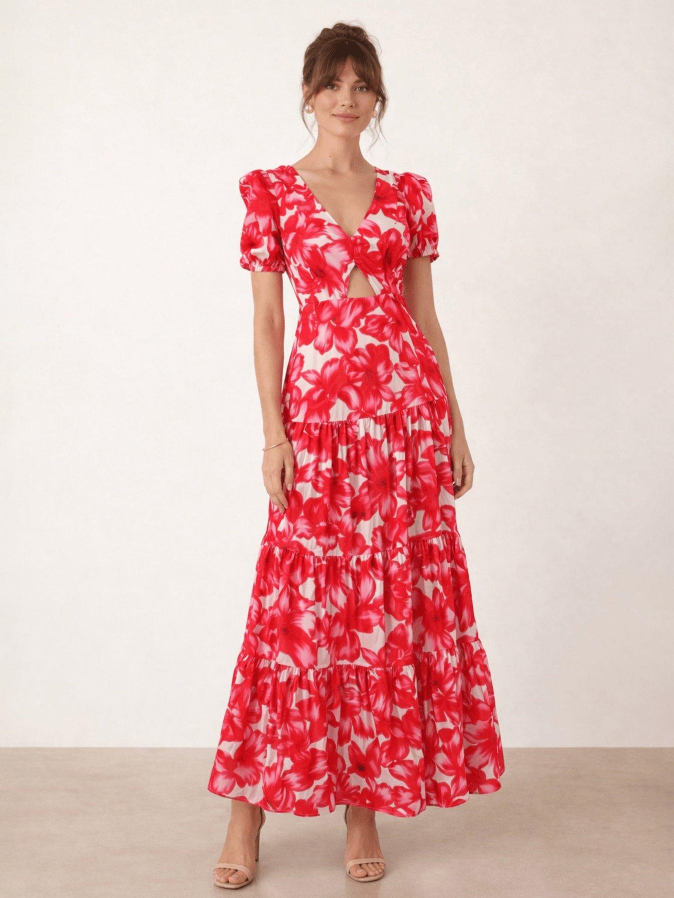Style Cheat Zoe Tiered Cutout Maxi Dress - Red