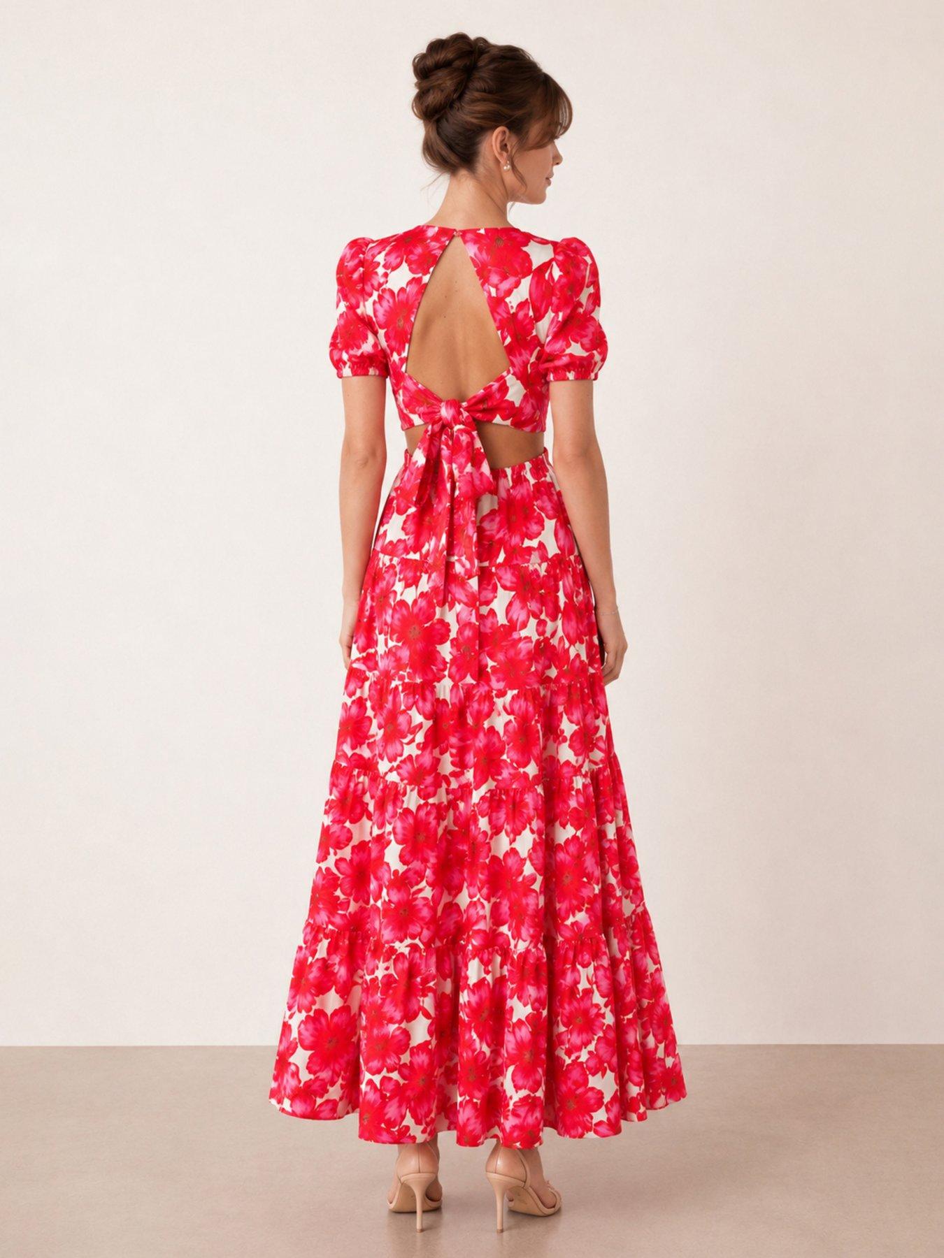 Image 2 of 4 of Style Cheat Zoe Tiered Cutout Maxi Dress - Red