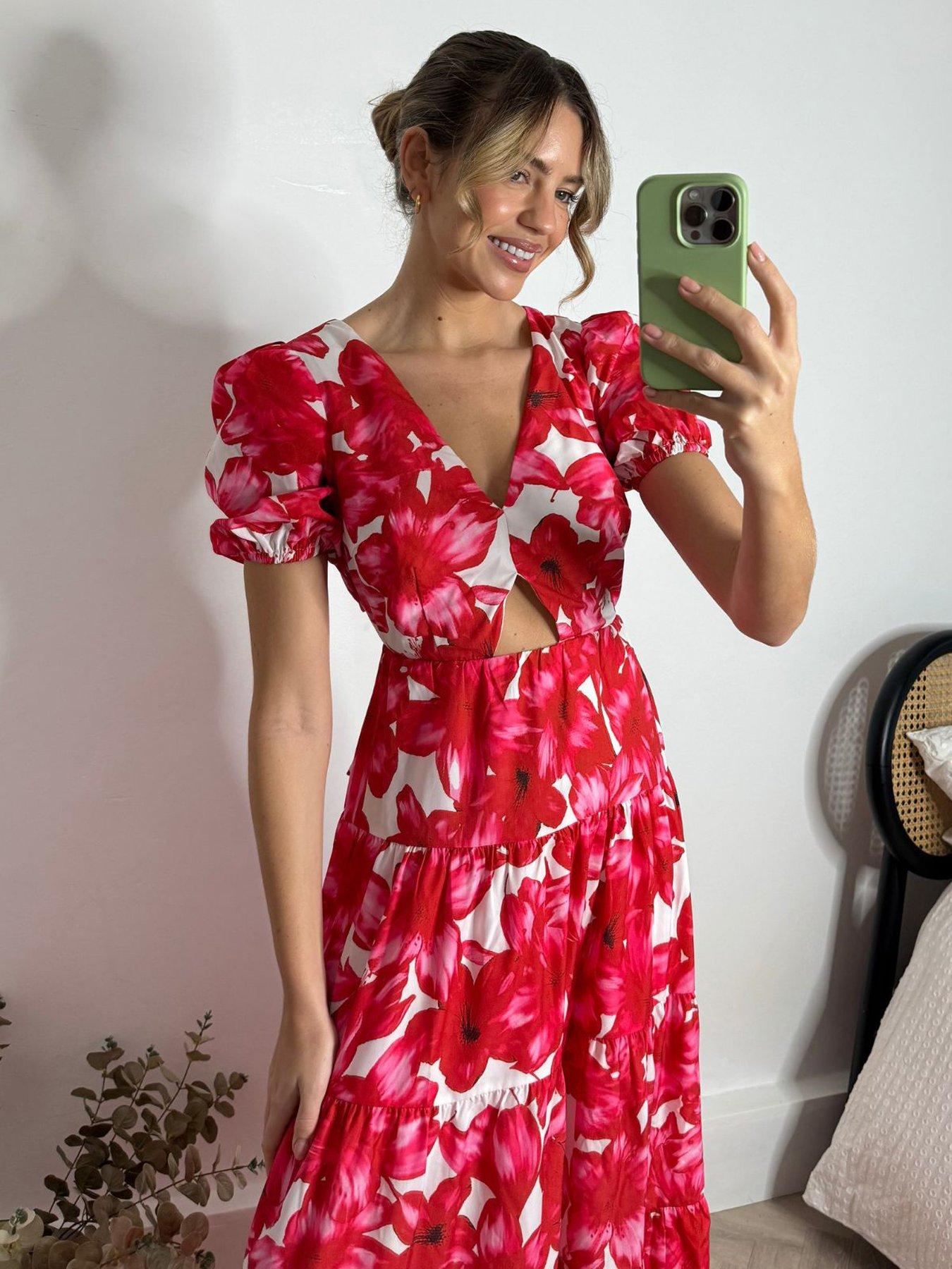 Image 4 of 4 of Style Cheat Zoe Tiered Cutout Maxi Dress - Red