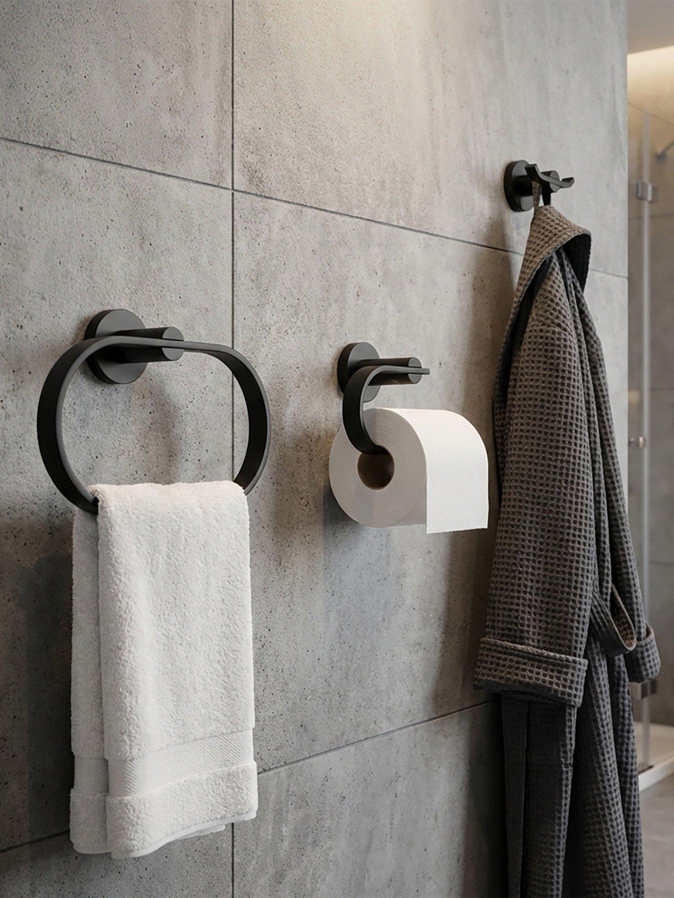 Image 1 of 6 of Croydex Metra 3 Piece Accessory Set - Robe Hook, Toilet Roll Holder, Towel Ring