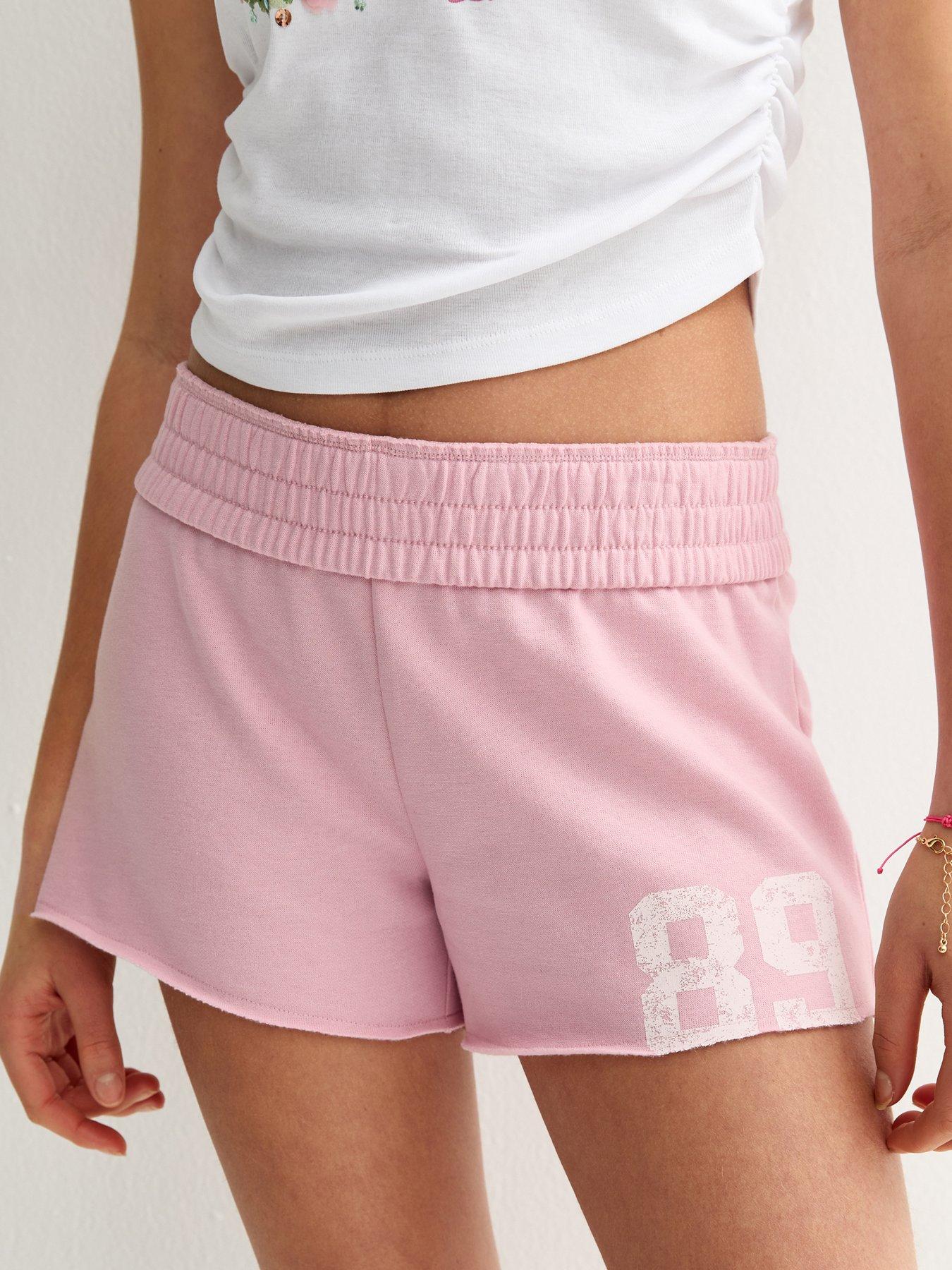 New Look 915 Girls 89 Print Fold Over Waistband Shorts - Pink