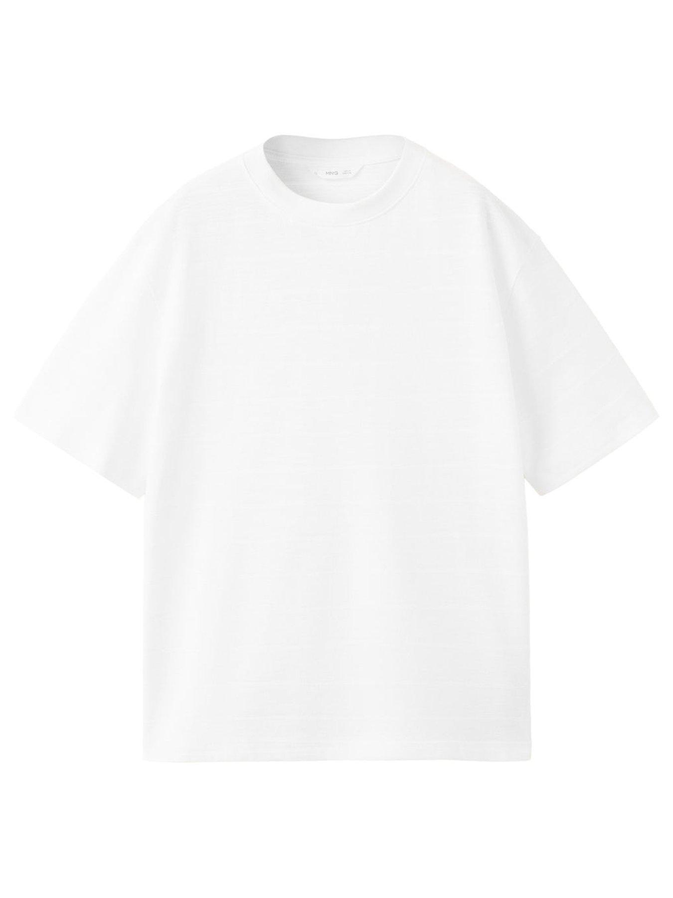Mango Boys Textured Stripe Short Sleeve T-shirt - White