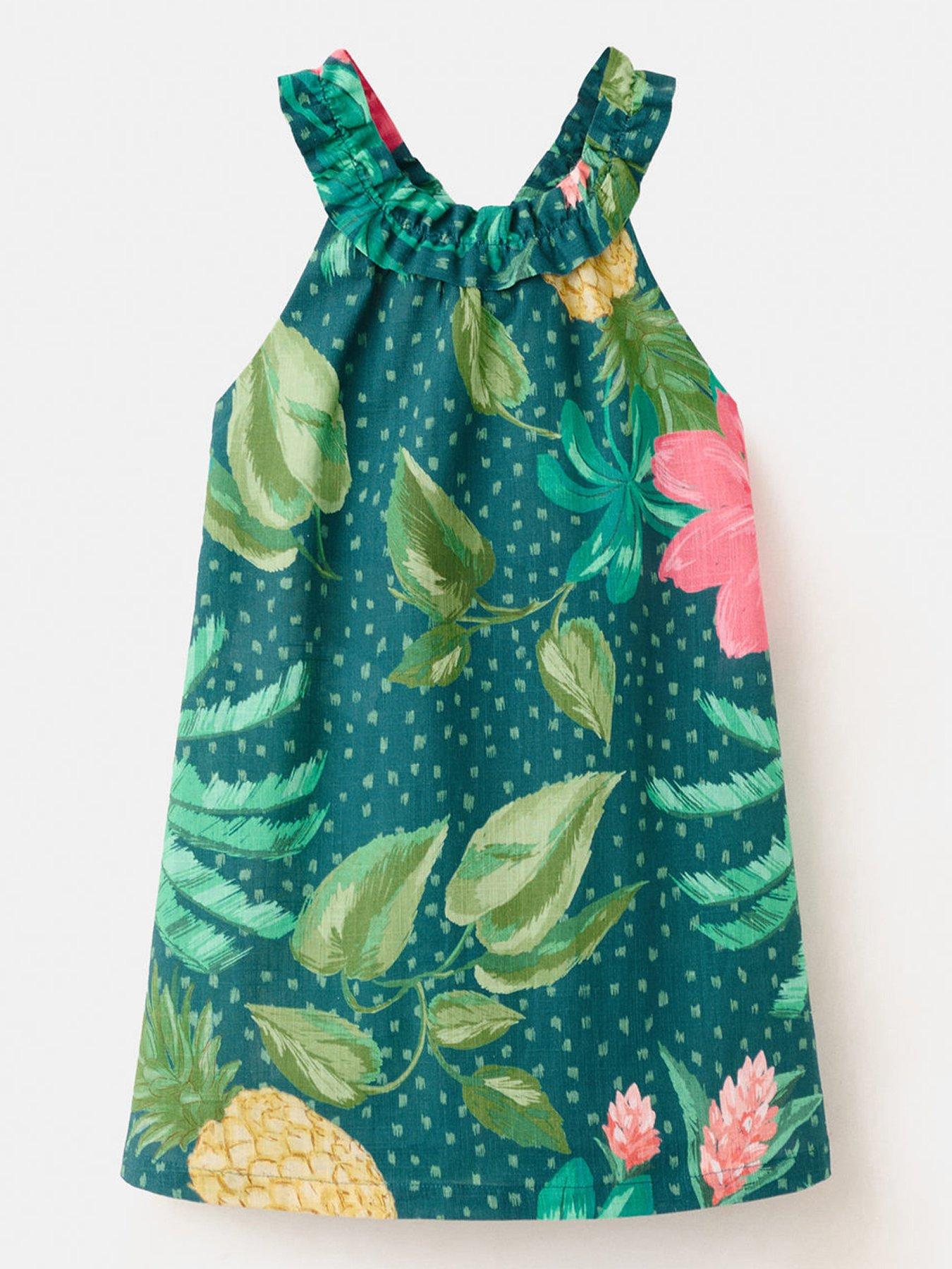 Image 2 of 6 of Mango Younger Girls Floral Dress - Green