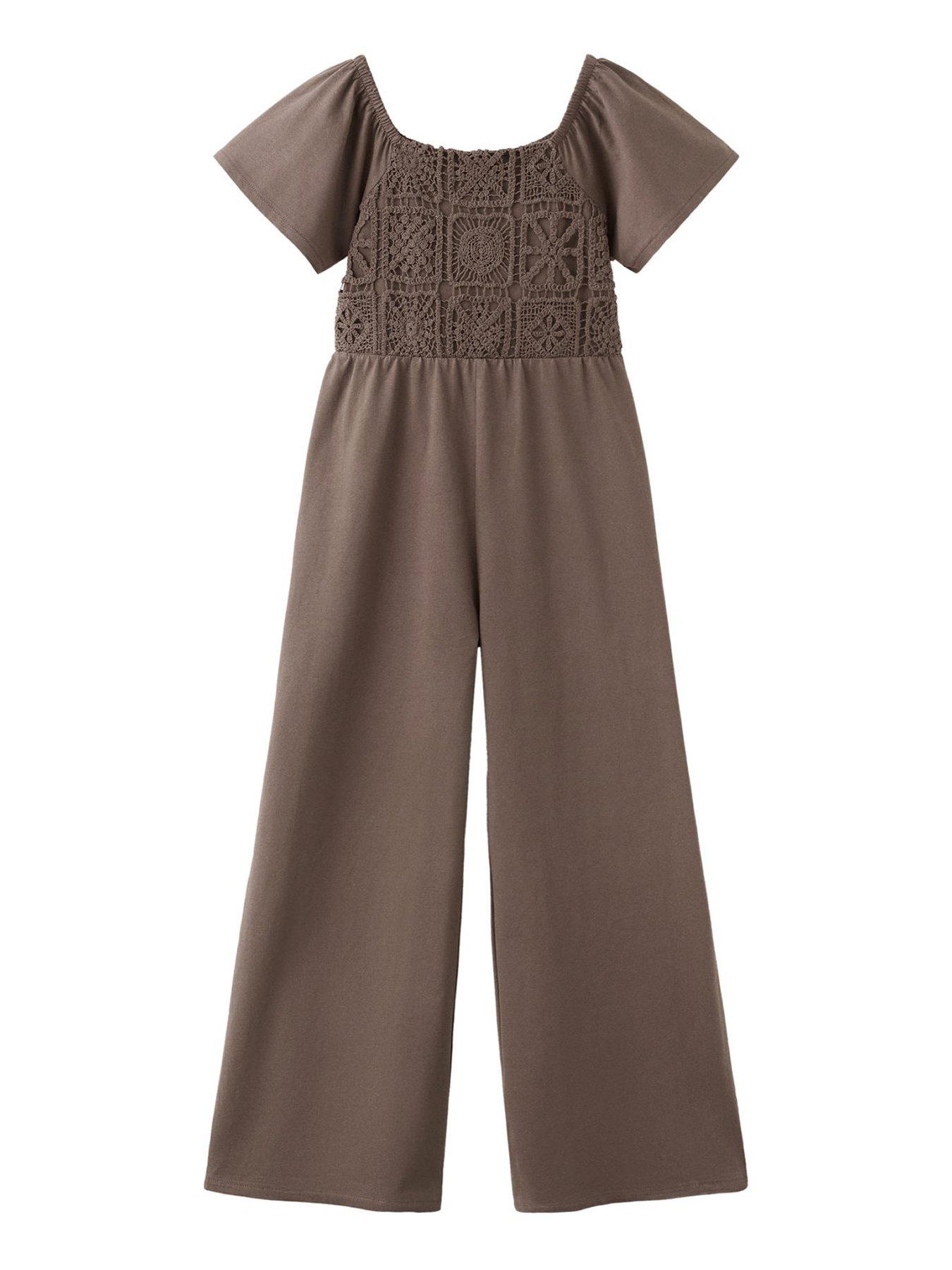  image of mango-girls-crochet-jumpsuit-brown
