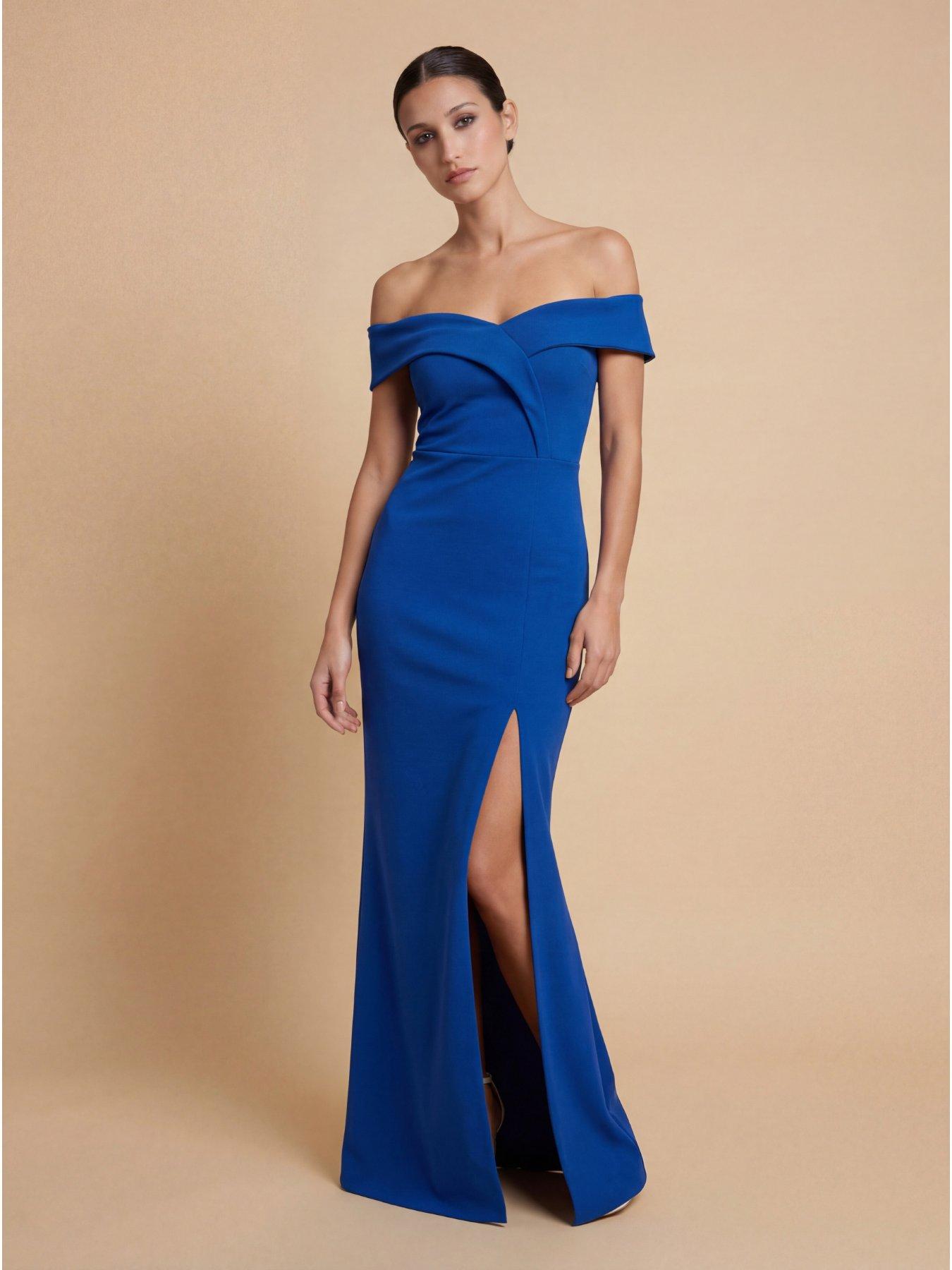 Image 3 of 4 of Little Mistress Cobalt Bardot Maxi Dress - Blue