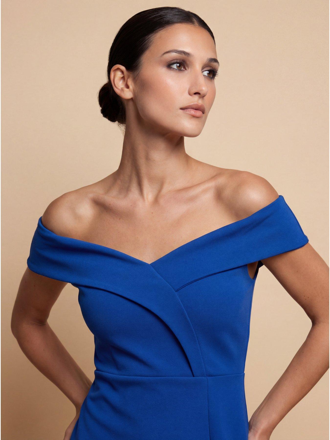 Image 4 of 4 of Little Mistress Cobalt Bardot Maxi Dress - Blue