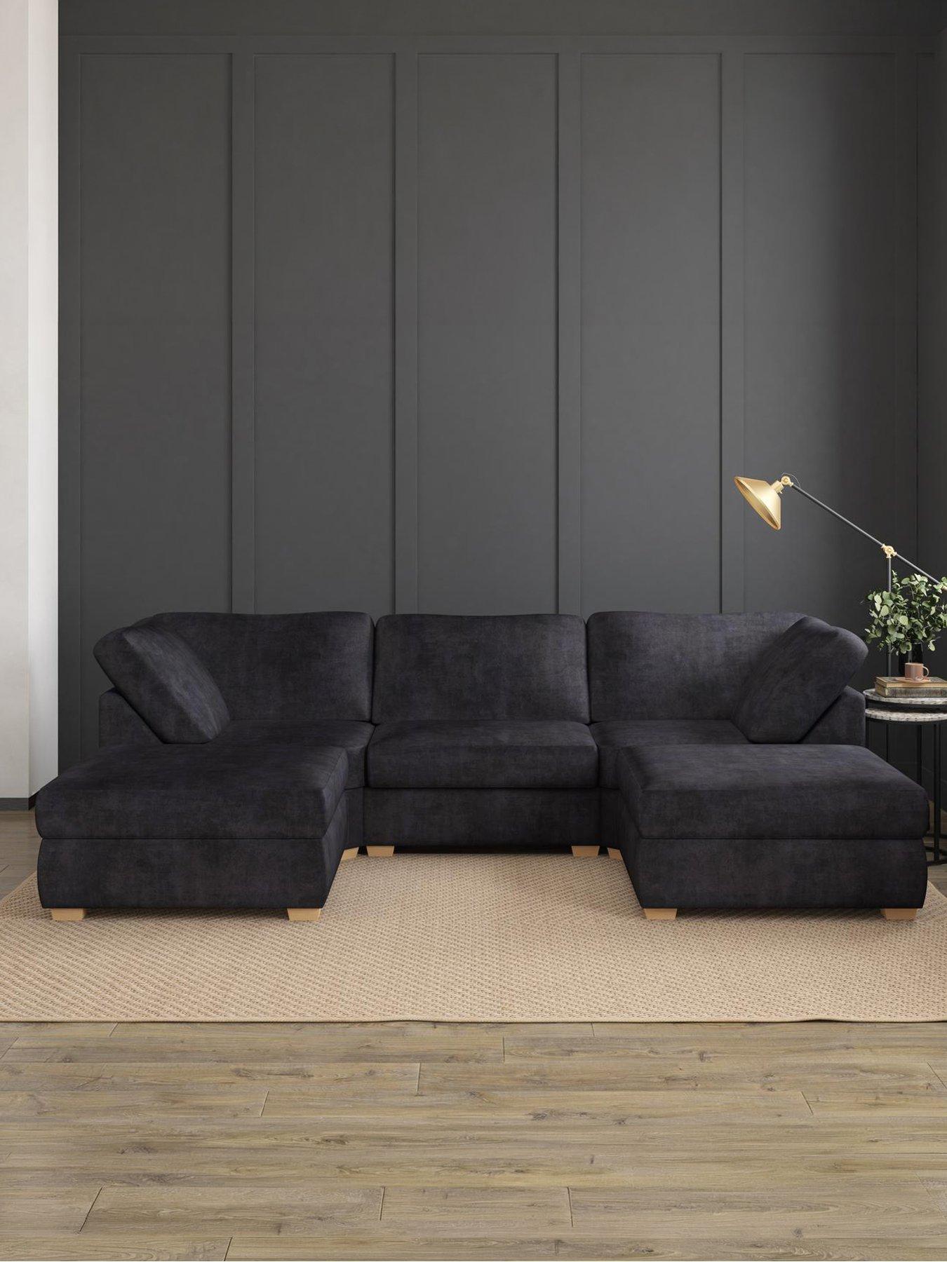  image of aspire-nestle-u-shaped-sofa-velvet