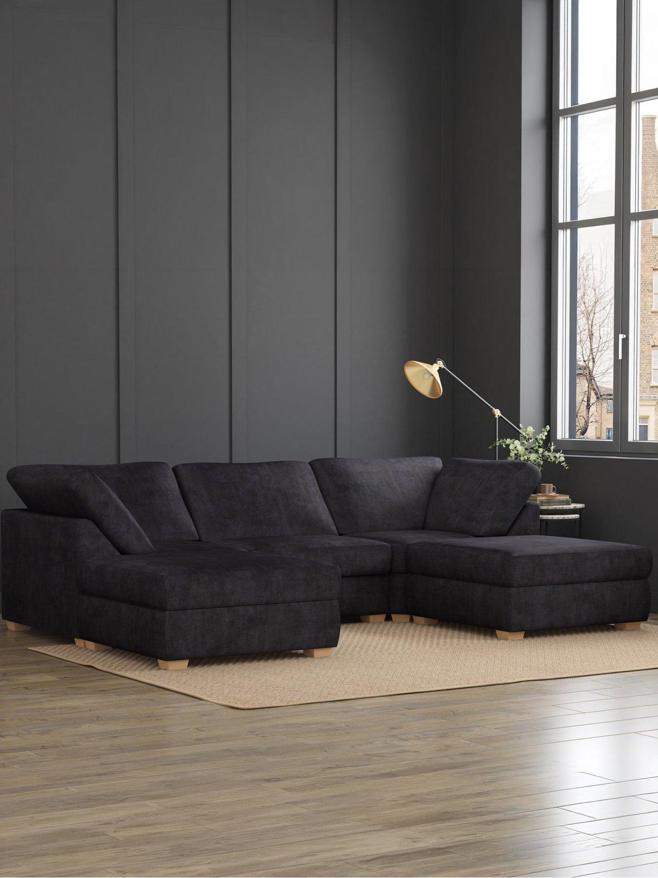  image of aspire-nestle-u-shaped-sofa-velvet
