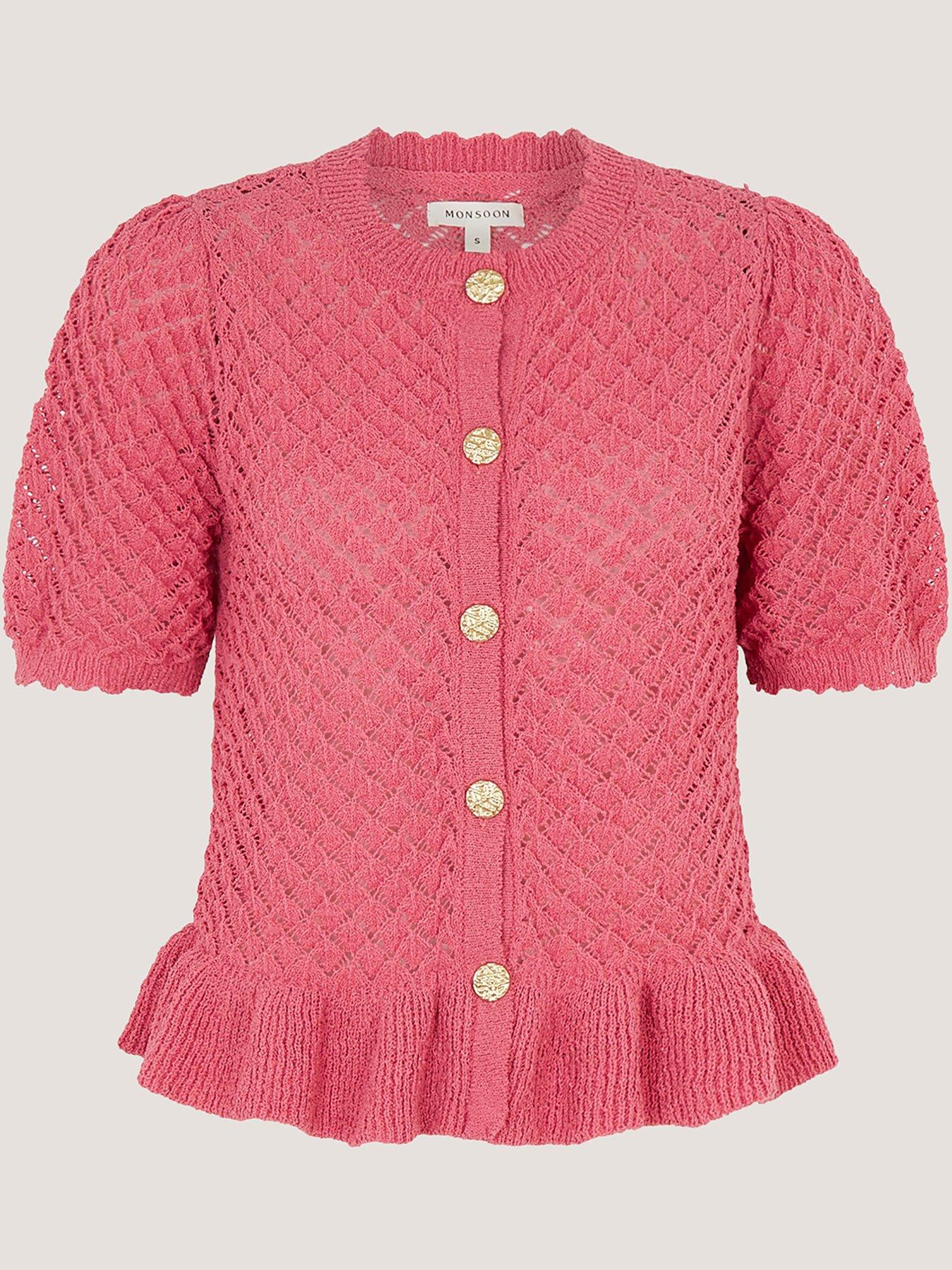 Image 5 of 5 of Monsoon Shea Stitch Cardigan - Pink