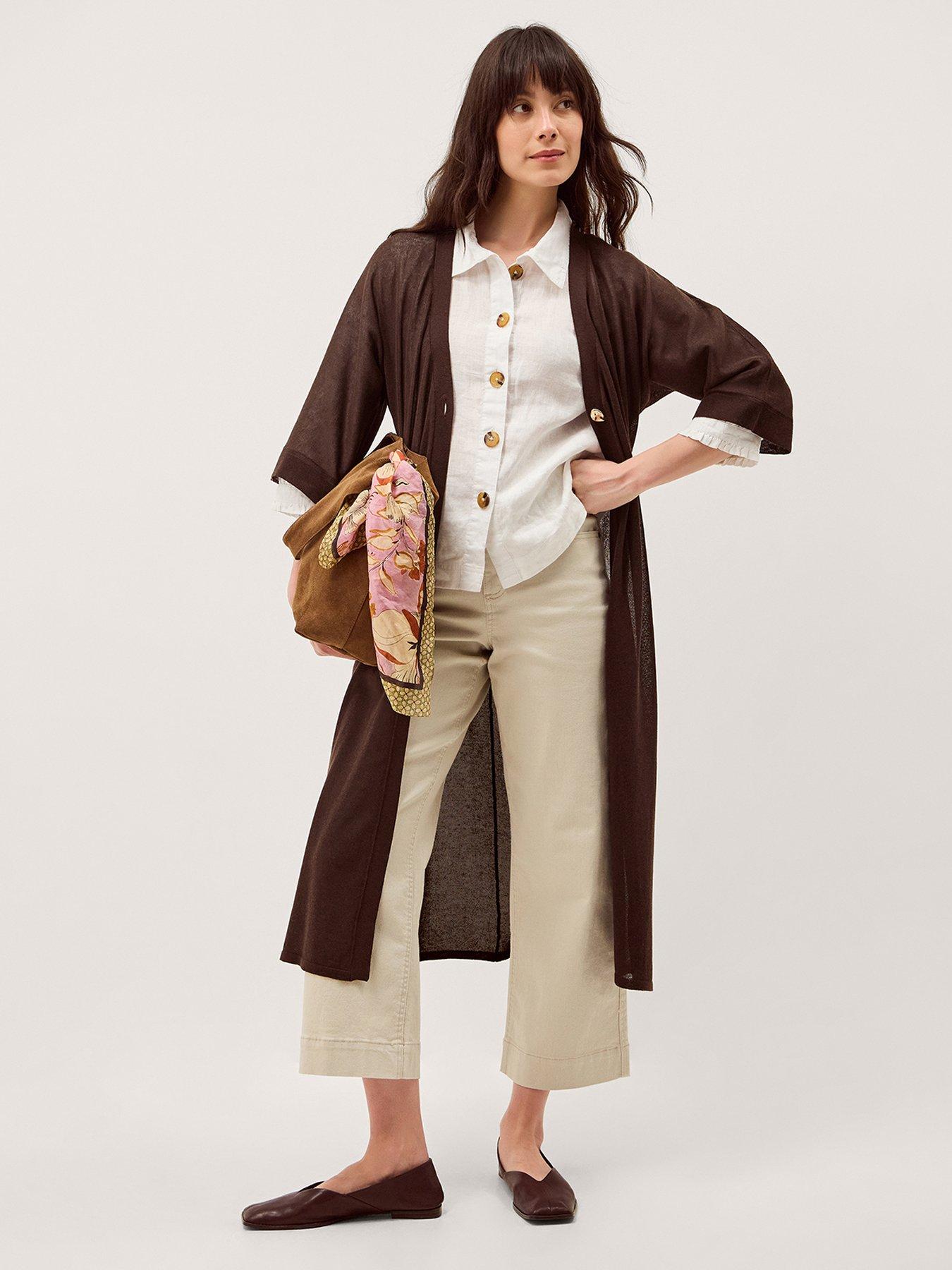 Image 3 of 6 of Monsoon Longline Cardigan - Brown