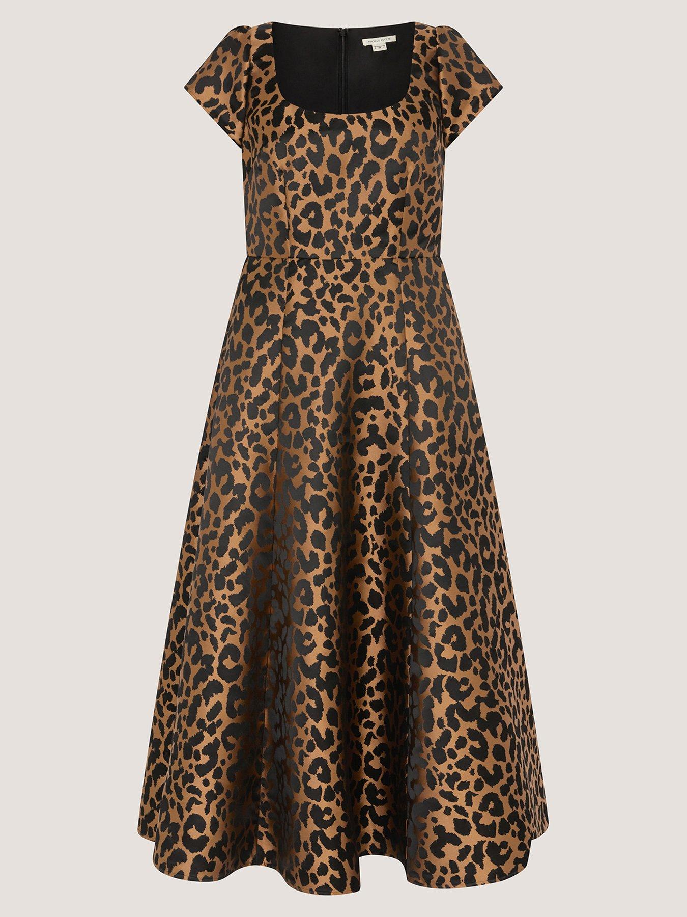  image of monsoon-anna-leopard-dress-cream