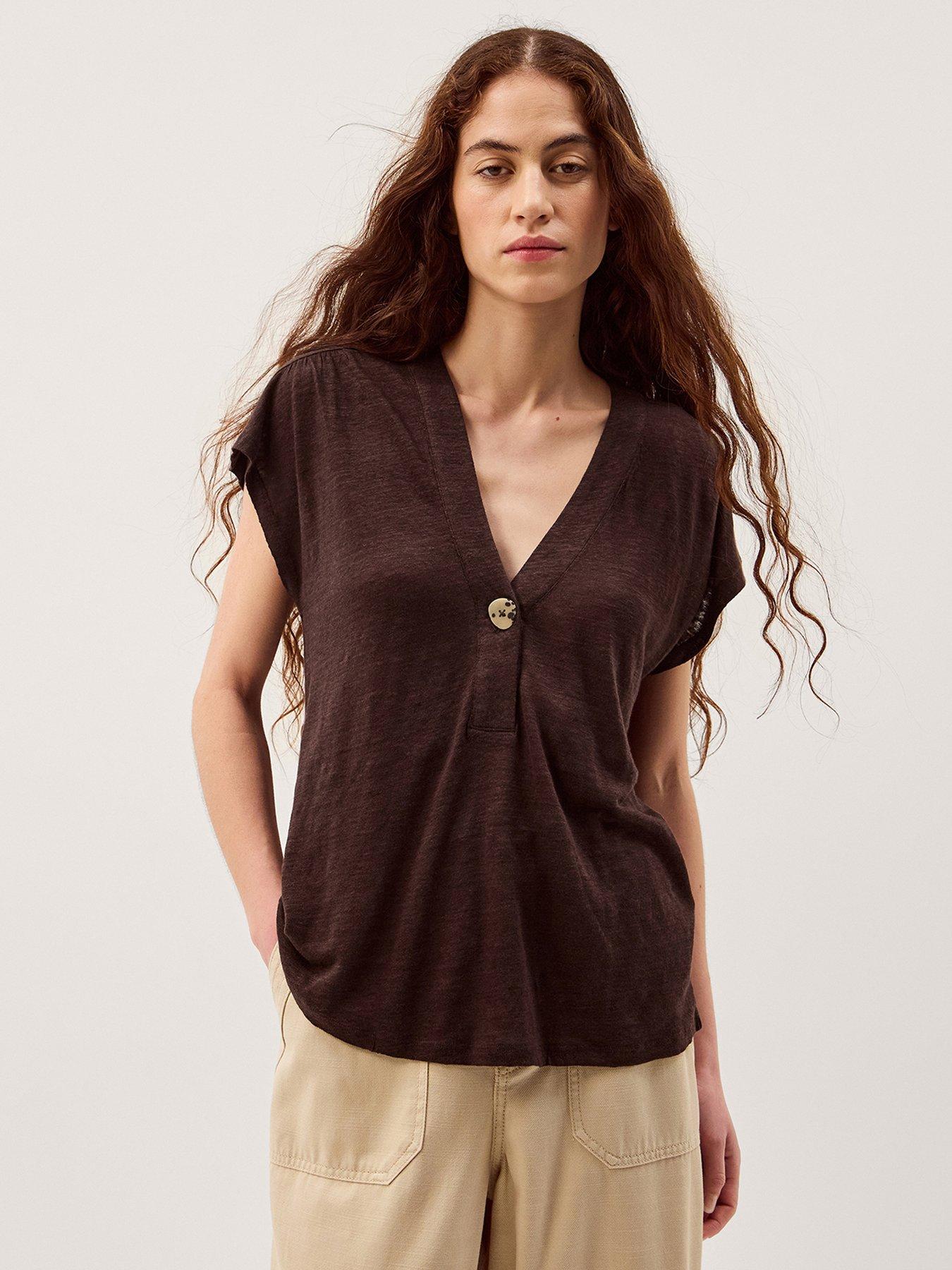 front image of monsoon-lucy-linen-t-shirt