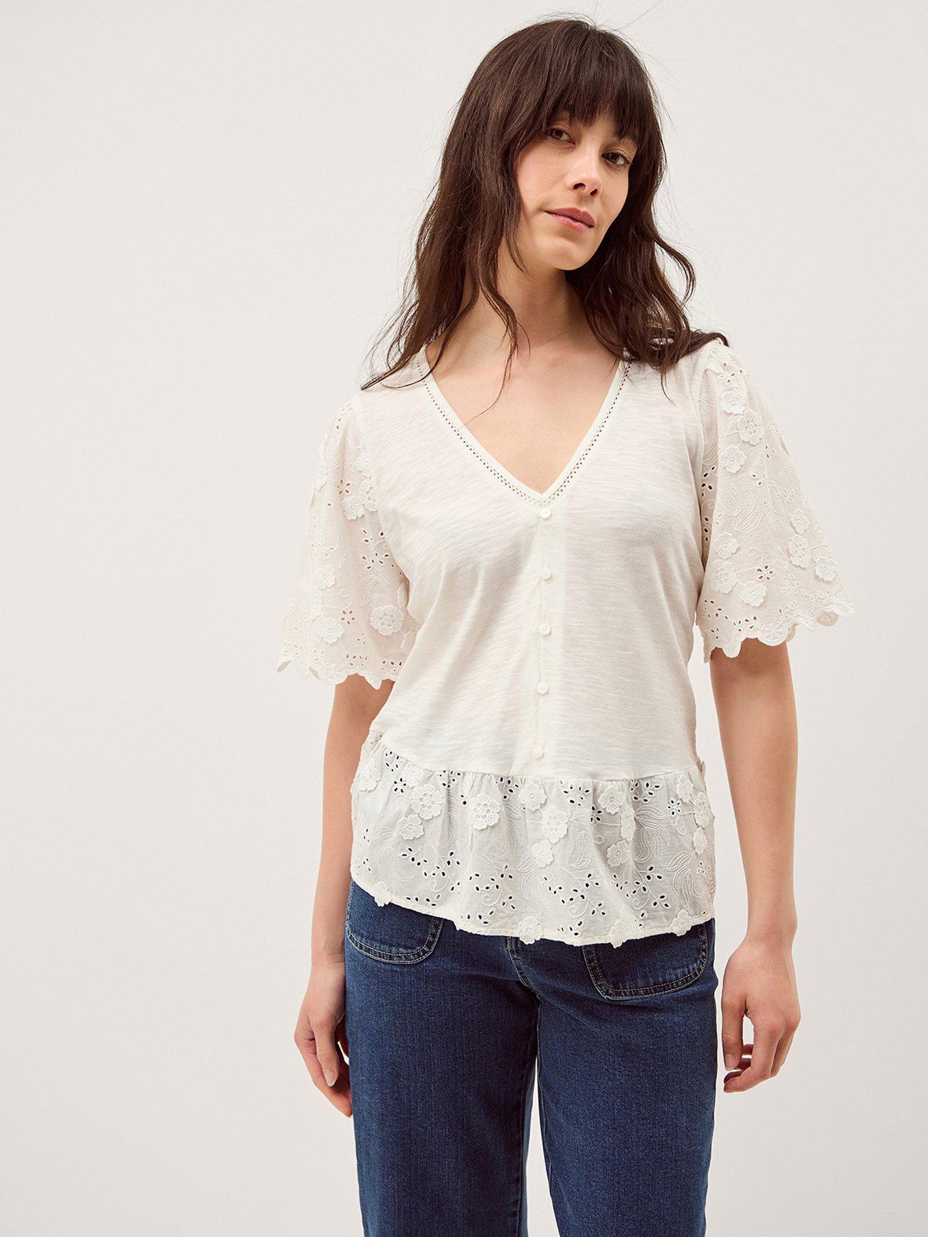 Monsoon Freya Fabric Mix Top