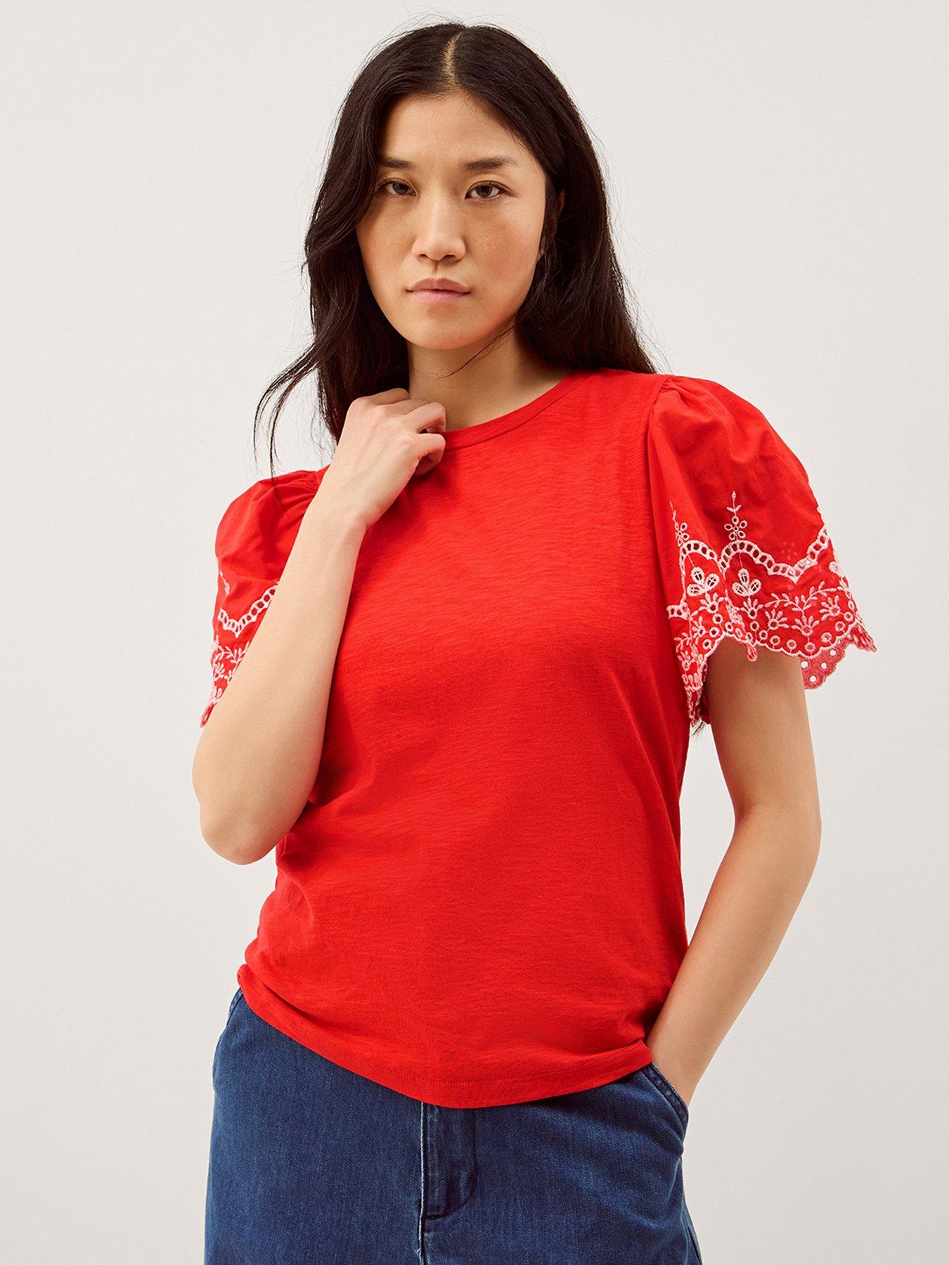 Monsoon Bree Broderie Jersey Tshirt
