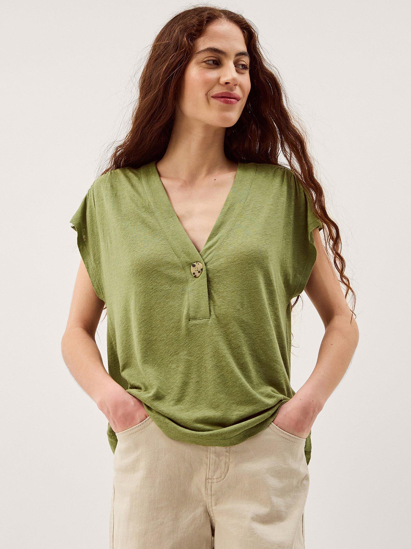 front image of monsoon-lucy-linen-t-shirt