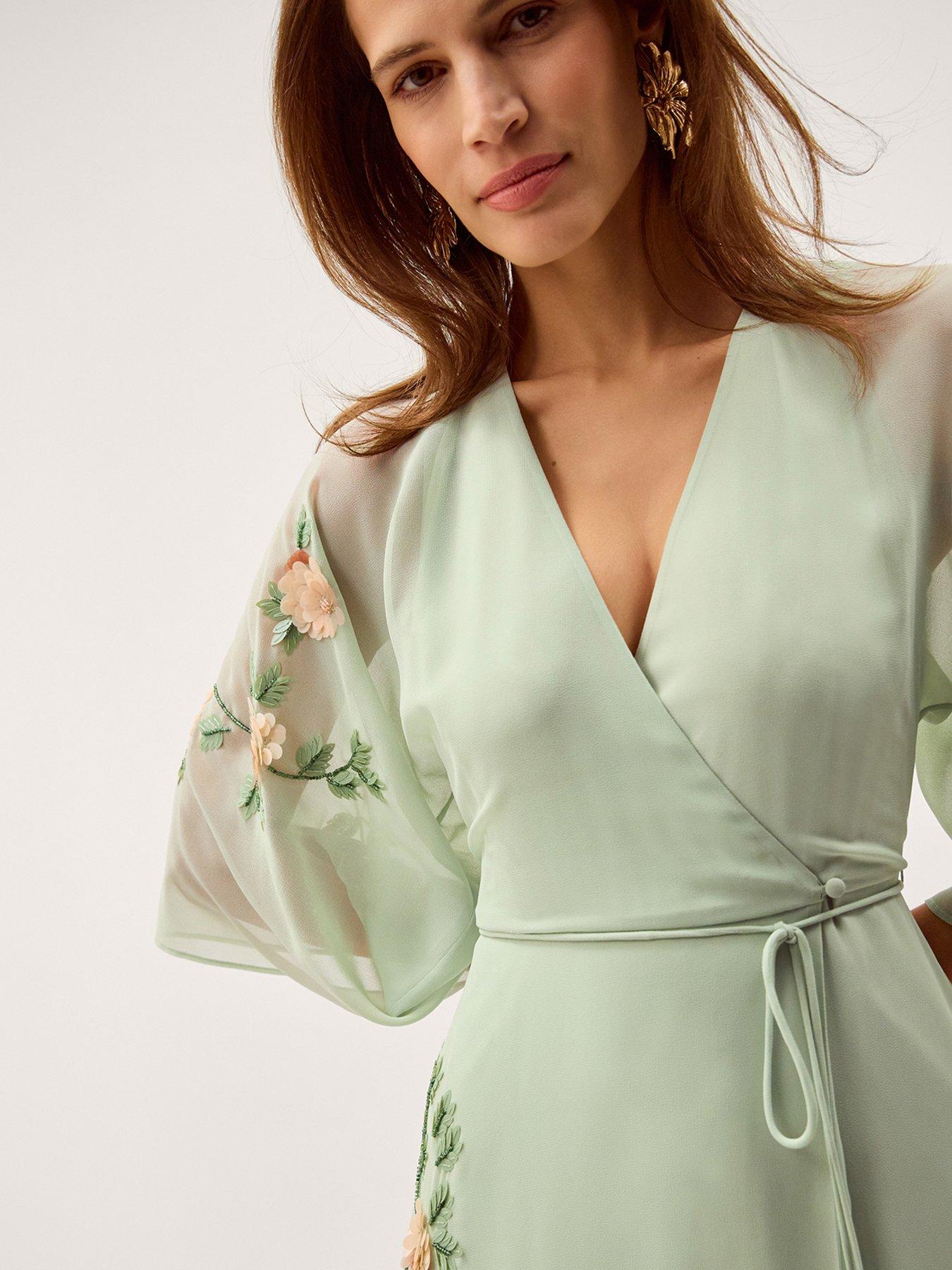 Image 4 of 6 of Monsoon Clara Wrap Dress - Green
