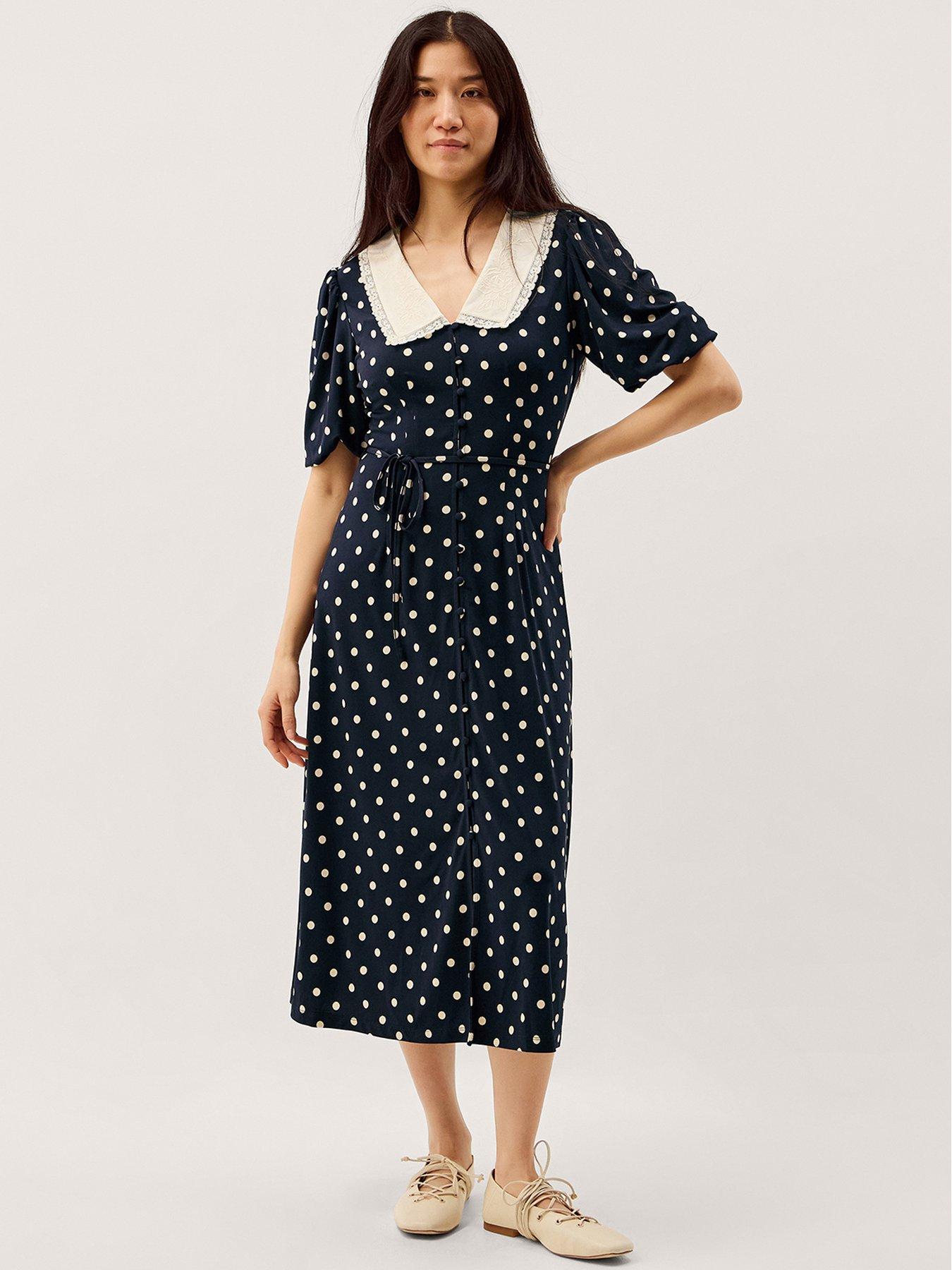 Image 1 of 5 of Monsoon Stella Spot Jersey Dress