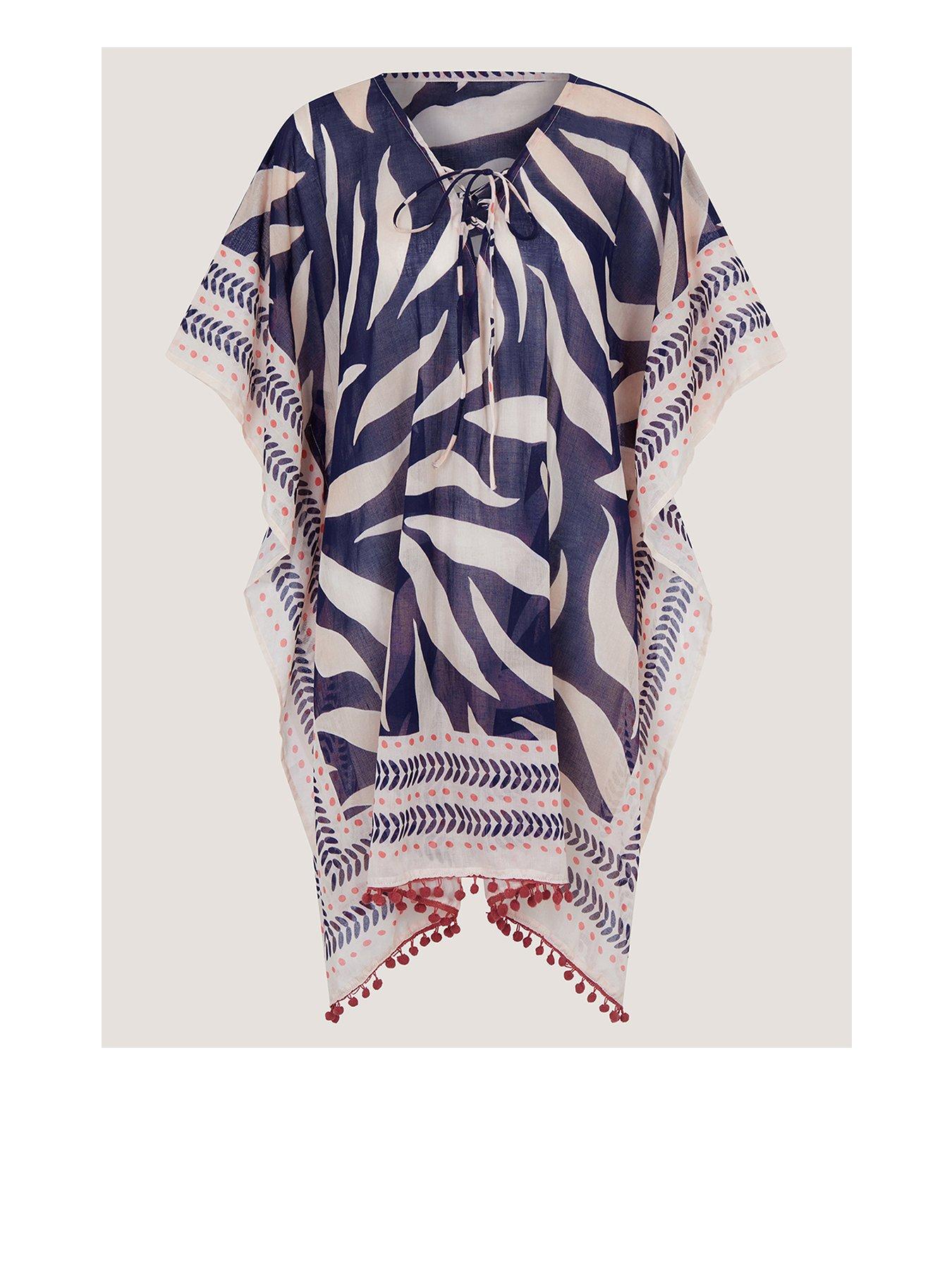 Image 1 of 1 of Monsoon Paloma Print Mini Kaftan - Blue