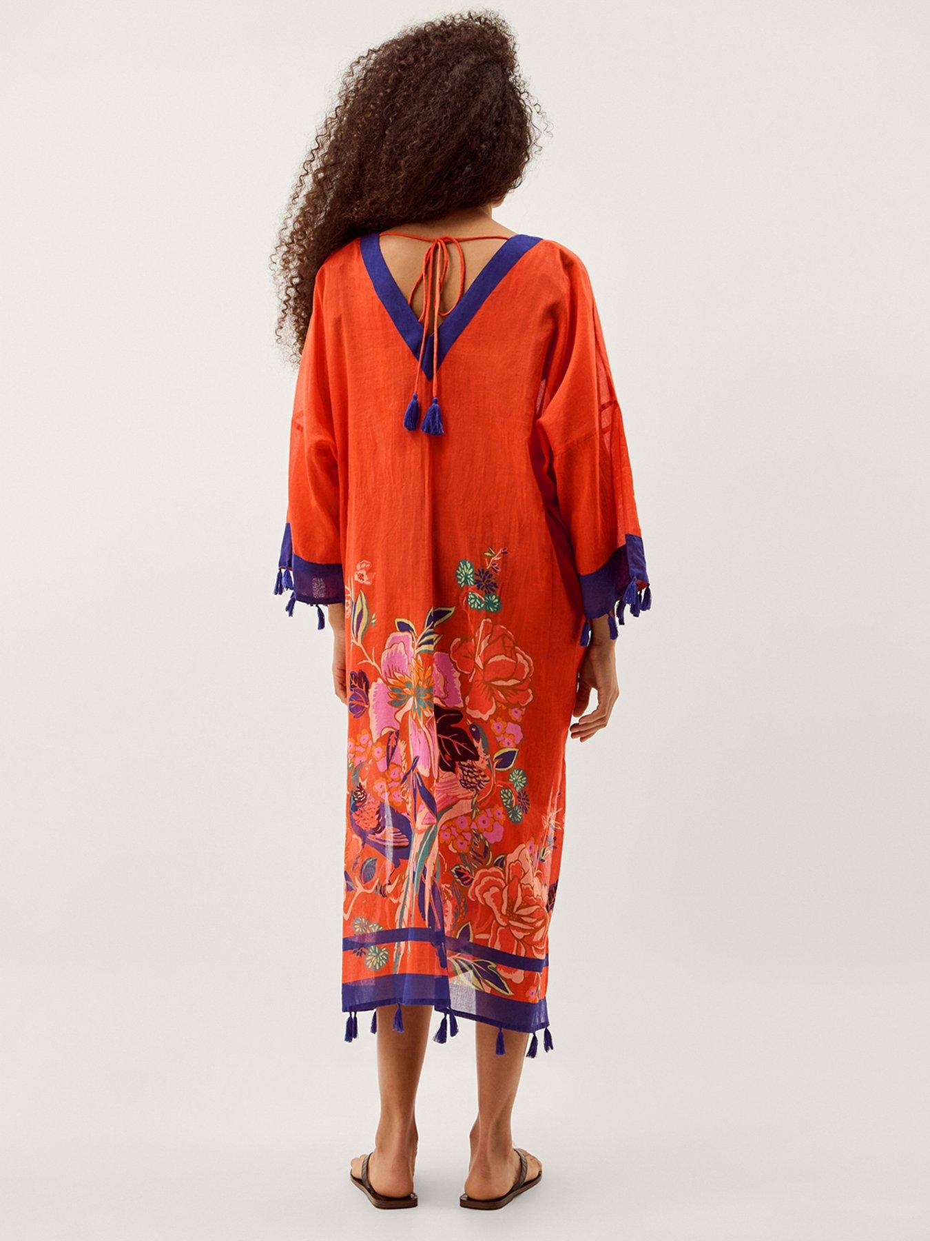 Image 2 of 6 of Monsoon Carmen Lace Up Kaftan