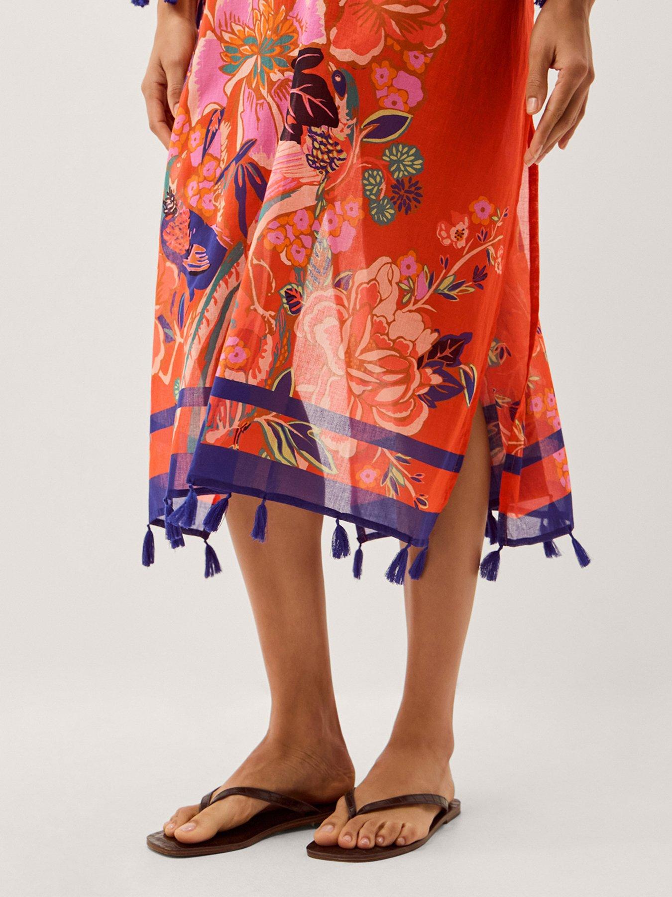 Image 5 of 6 of Monsoon Carmen Lace Up Kaftan
