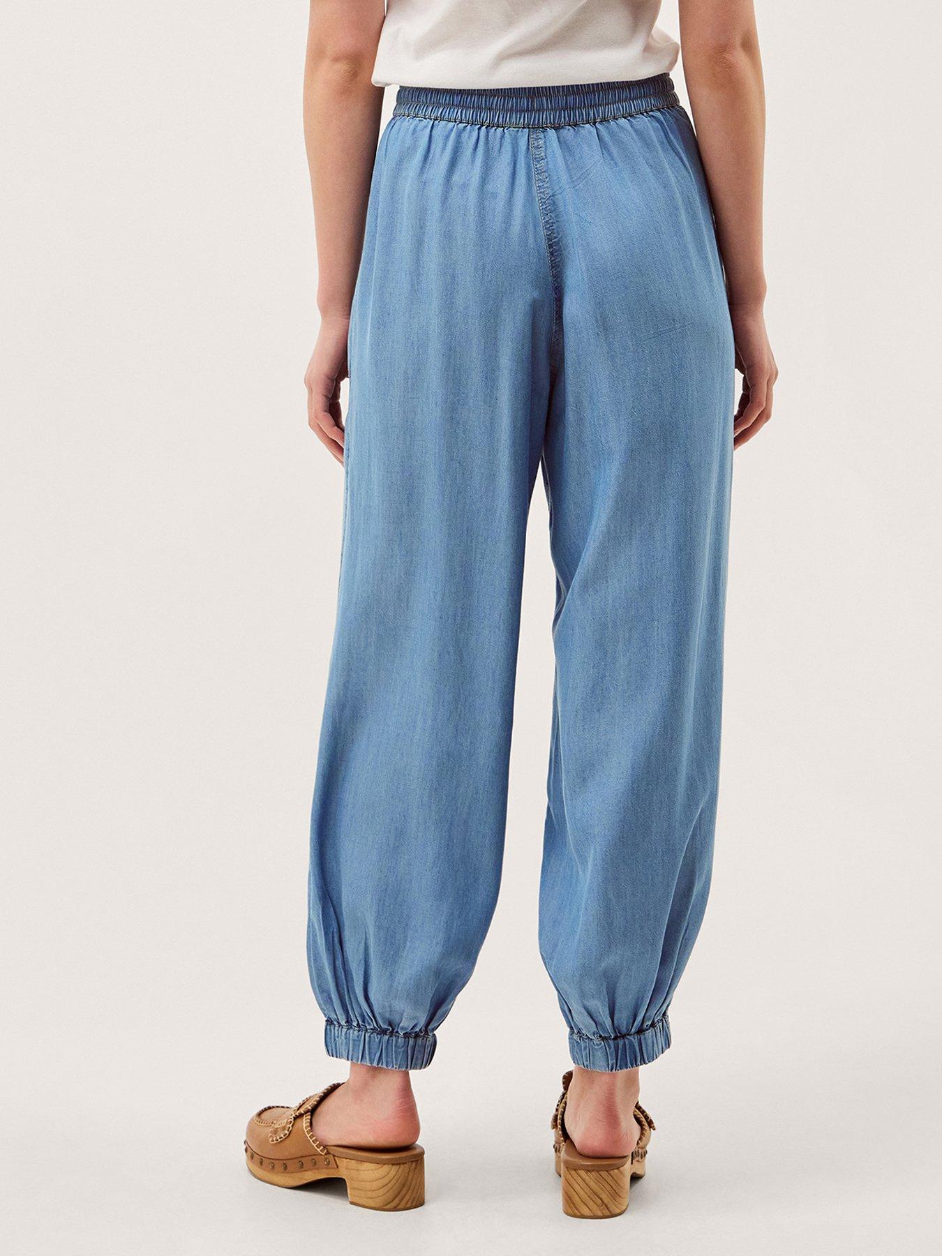 Image 2 of 5 of Monsoon Daria Tencel Joggers - Blue