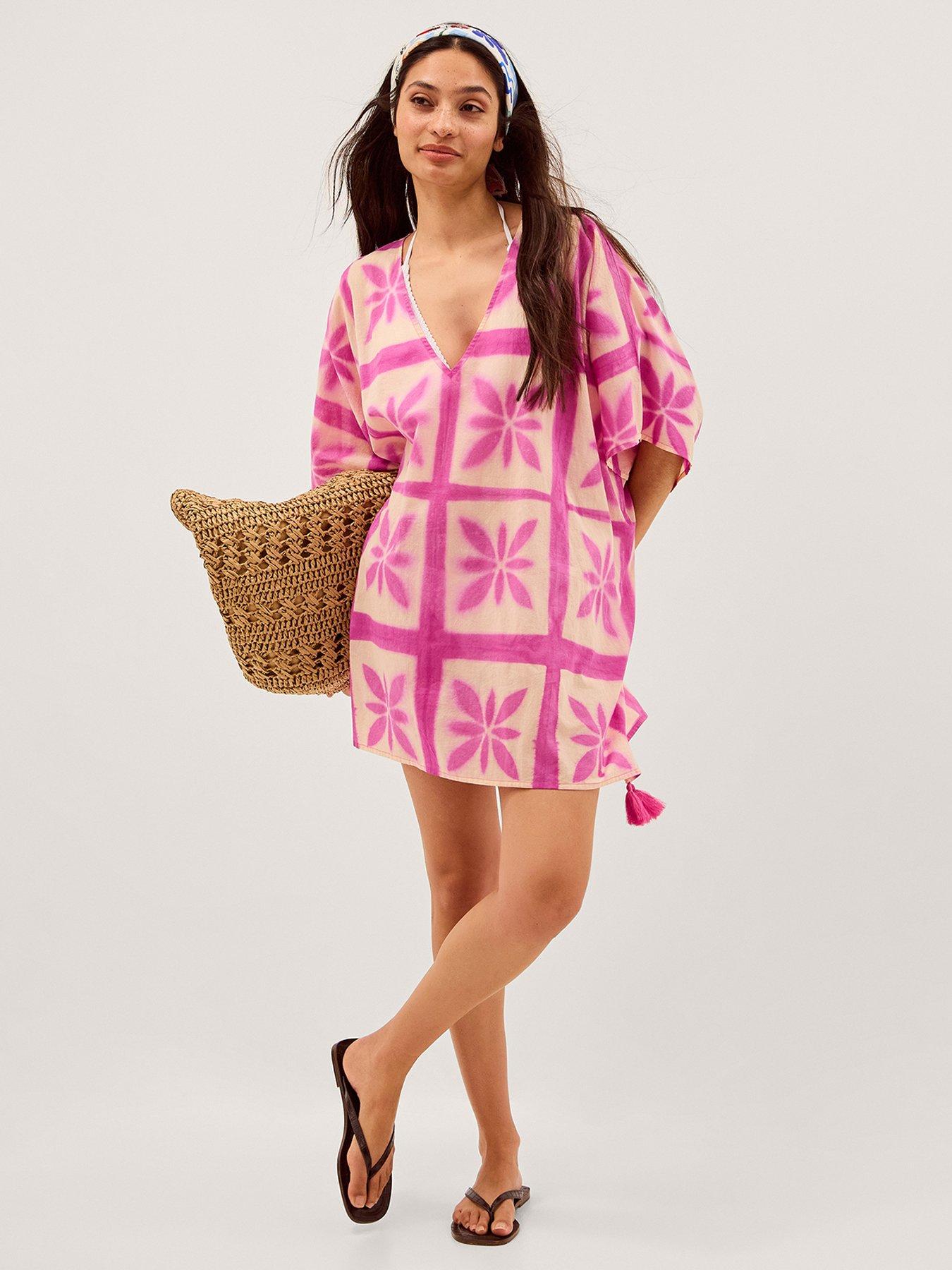 Image 3 of 4 of Monsoon Cayla Clamp Dye Kaftan - Pink