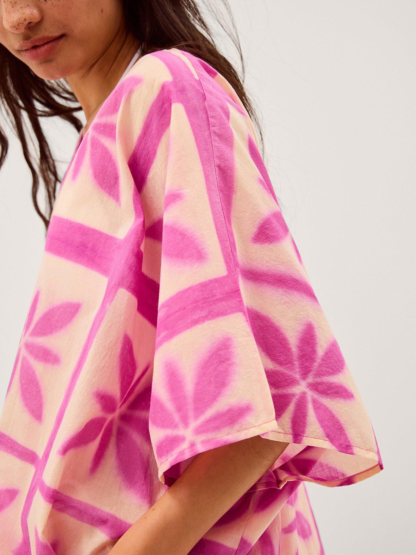Image 4 of 4 of Monsoon Cayla Clamp Dye Kaftan - Pink
