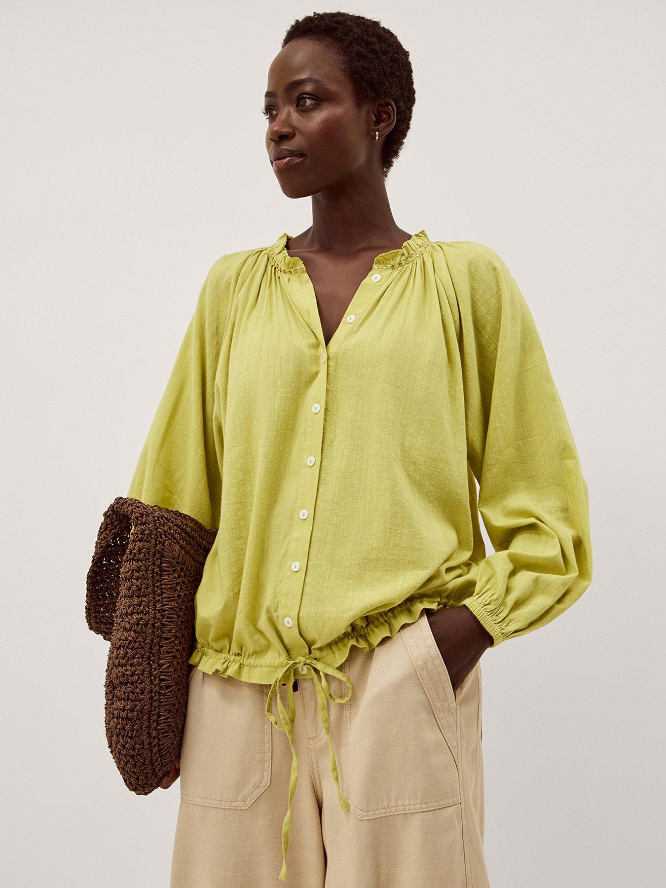 front image of monsoon-amber-bubble-hem-top