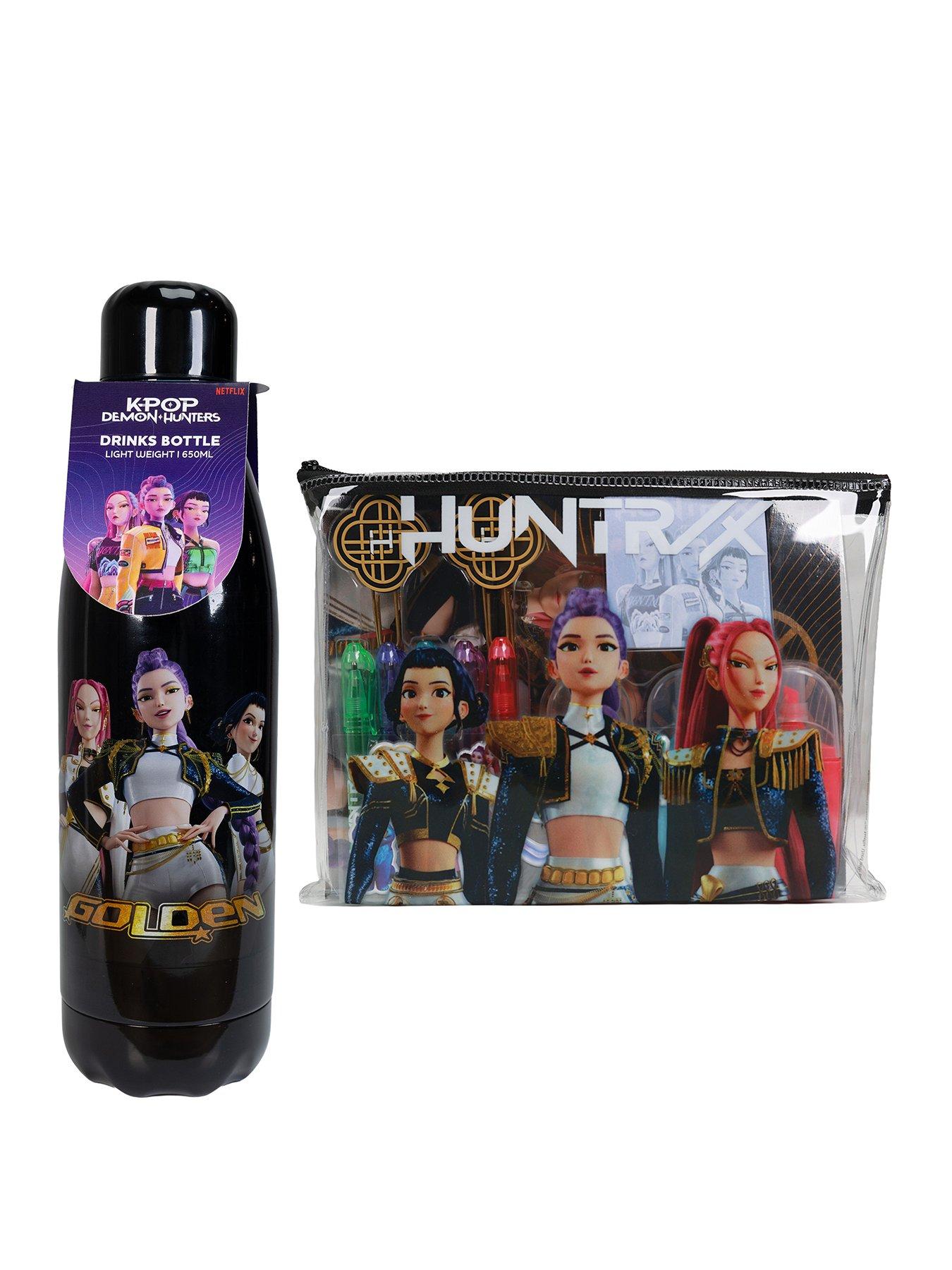 K-Pop Demon Hunters Golden Bottle & Golden Stationery Set Bundle
