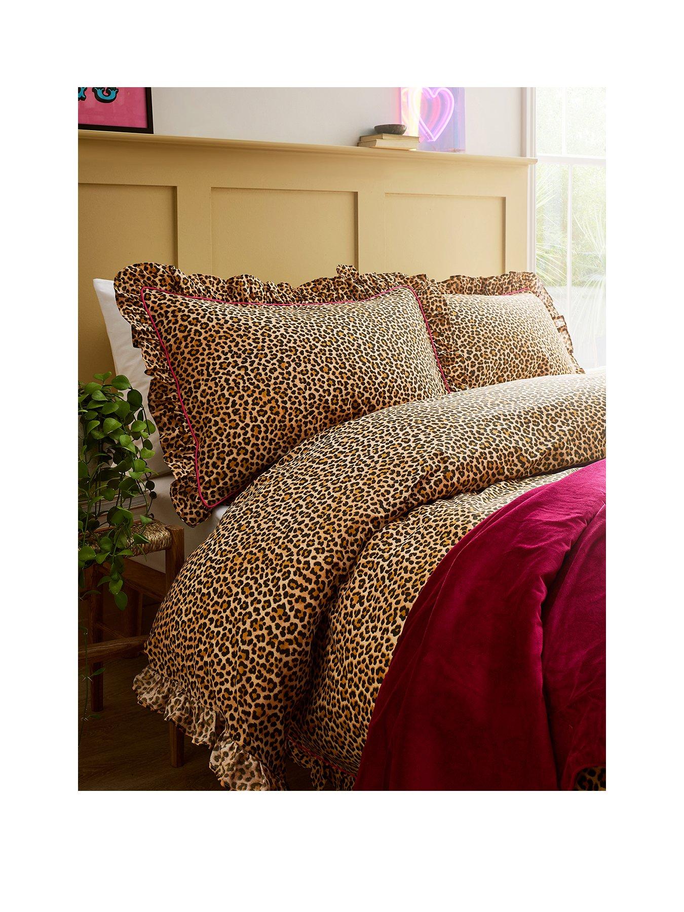  image of copenhagen-home-frilled-leopard-duvet-set